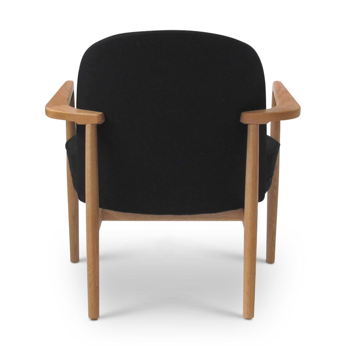 Mid-Century Modern Niels Gammelgaard, Round Chair, Oak Frame Lounge Chair, Black Armchair