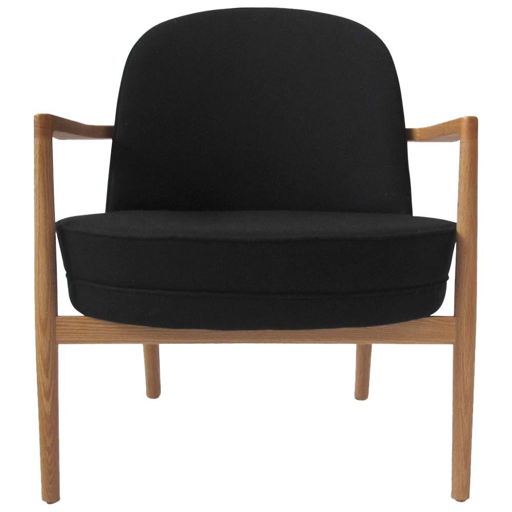 Niels Gammelgaard, Round Chair, Oak Frame Lounge Chair, Black Armchair