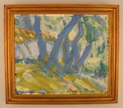 Niels Grønbech '1907-1991', Danish Painter, Oil on Board, Modernist Landscape