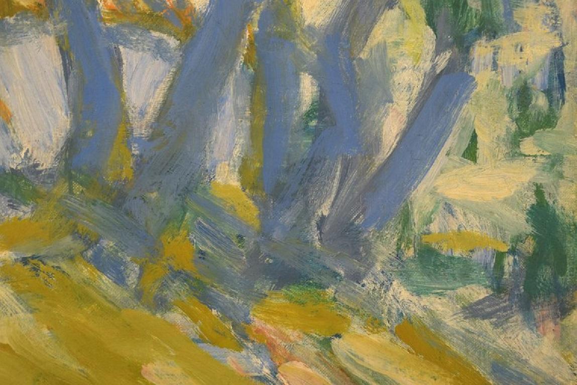 Niels Grønbech '1907-1991', Dänischer Maler, Öl auf Karton, Modernistische Landschaft im Zustand „Hervorragend“ im Angebot in Copenhagen, DK