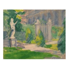 Niels Grønbech, Danish Painter, Oil on Board, Modernist Park Motif