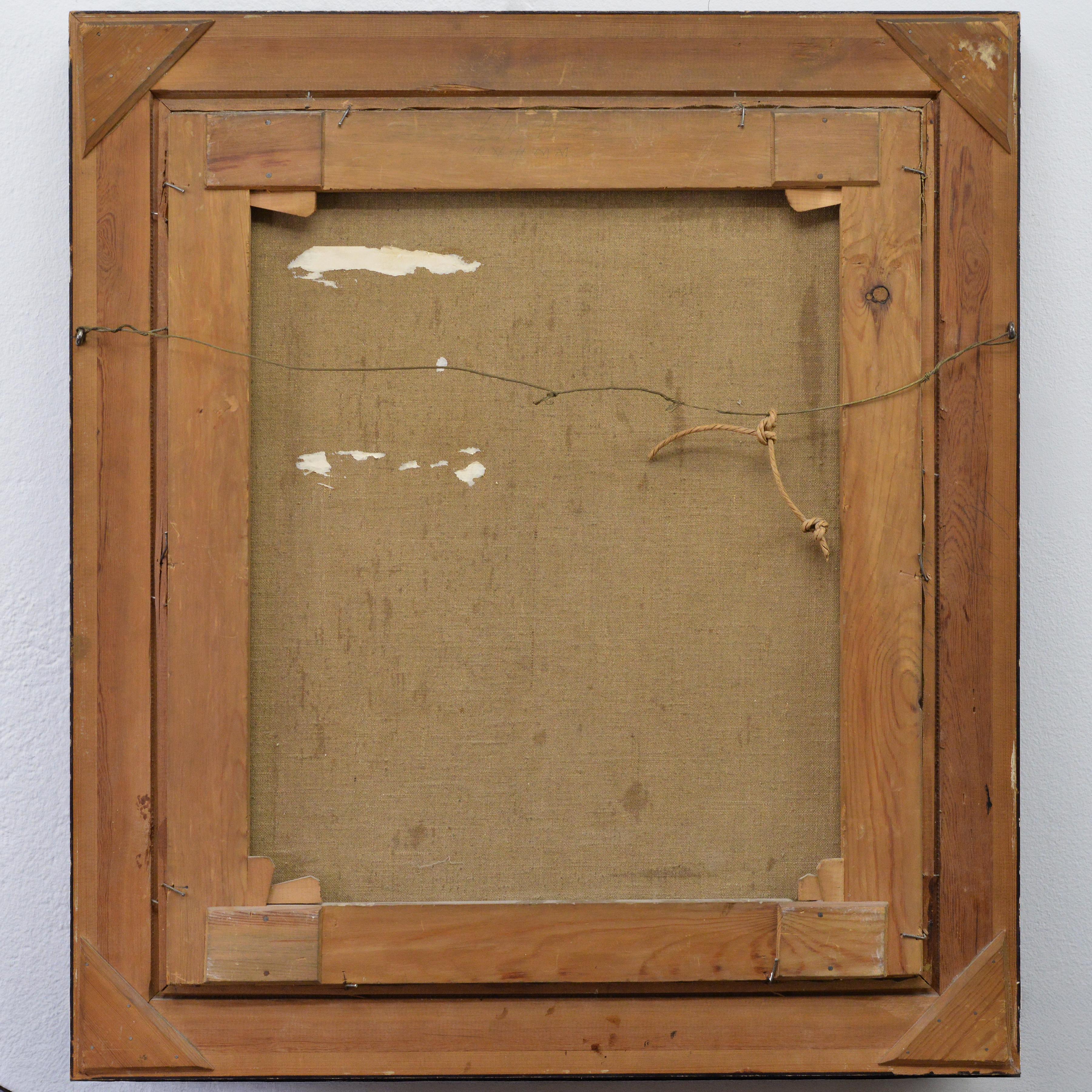 1916 Dänische Schule Innenszene Ölgemälde Zwei alte Herren signiert gerahmt im Angebot 5