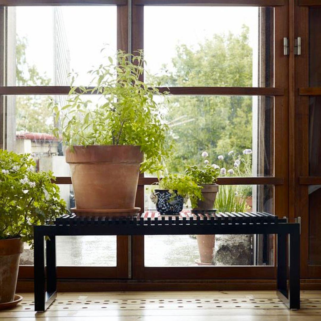 Mid-Century Modern Niels Hvass Outdoor 'Cutter' Bench in Black Stained Oak for Skagerak For Sale