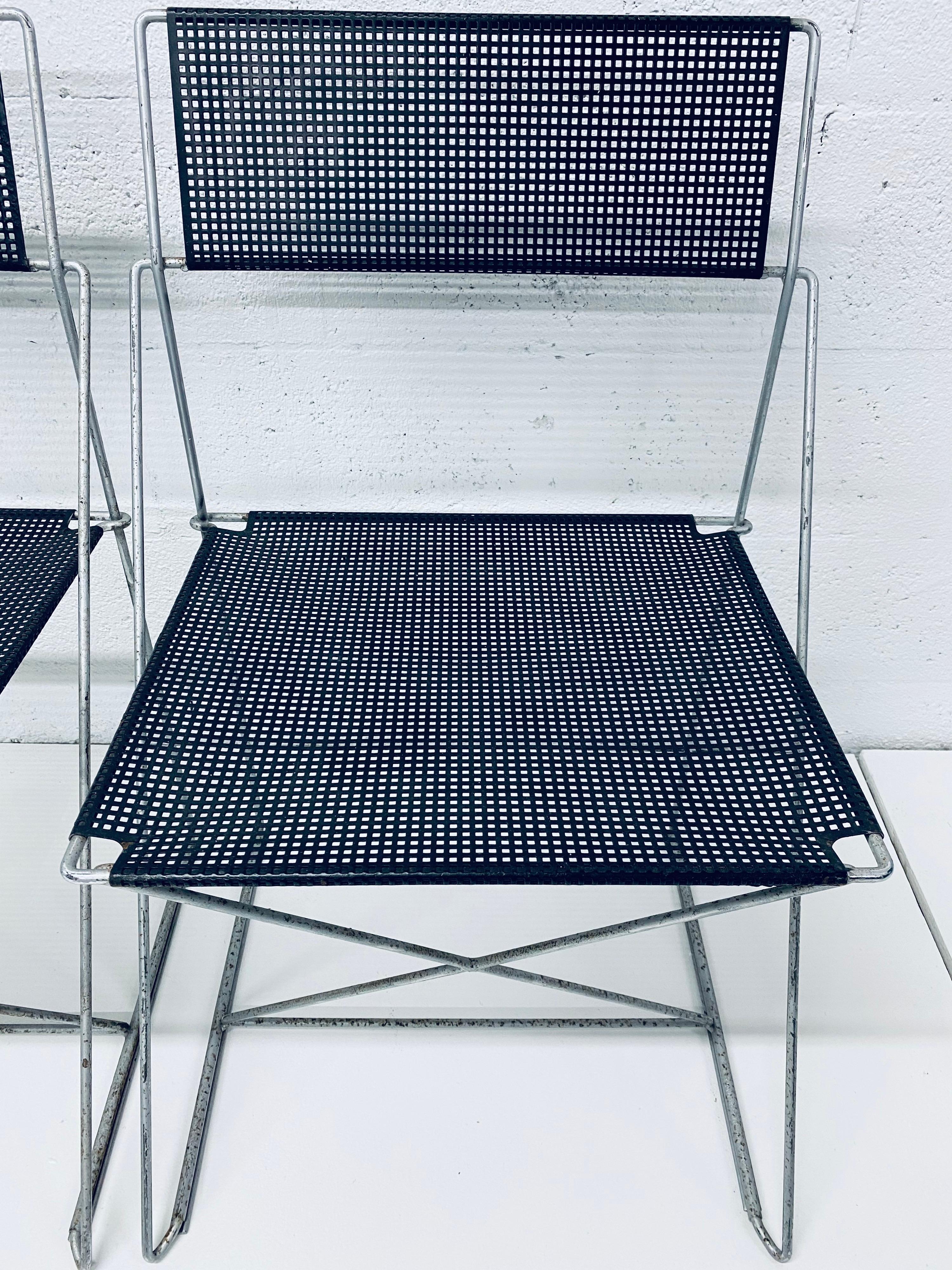 Niels Jorgen Haugesen Chairs with Perforated Metal Seats for Magis, Set of Six 5