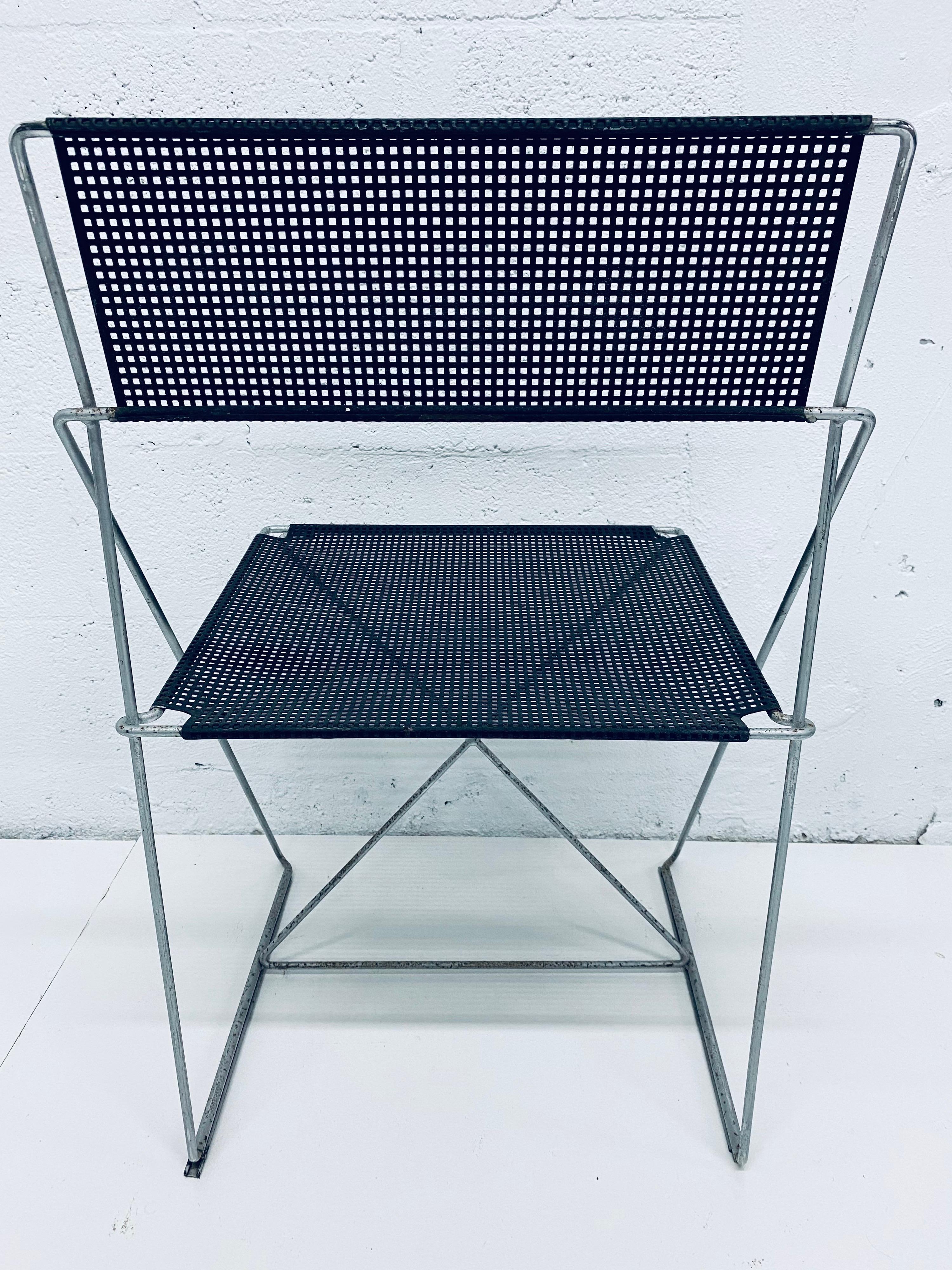 Niels Jorgen Haugesen Chairs with Perforated Metal Seats for Magis, Set of Six In Fair Condition In Miami, FL