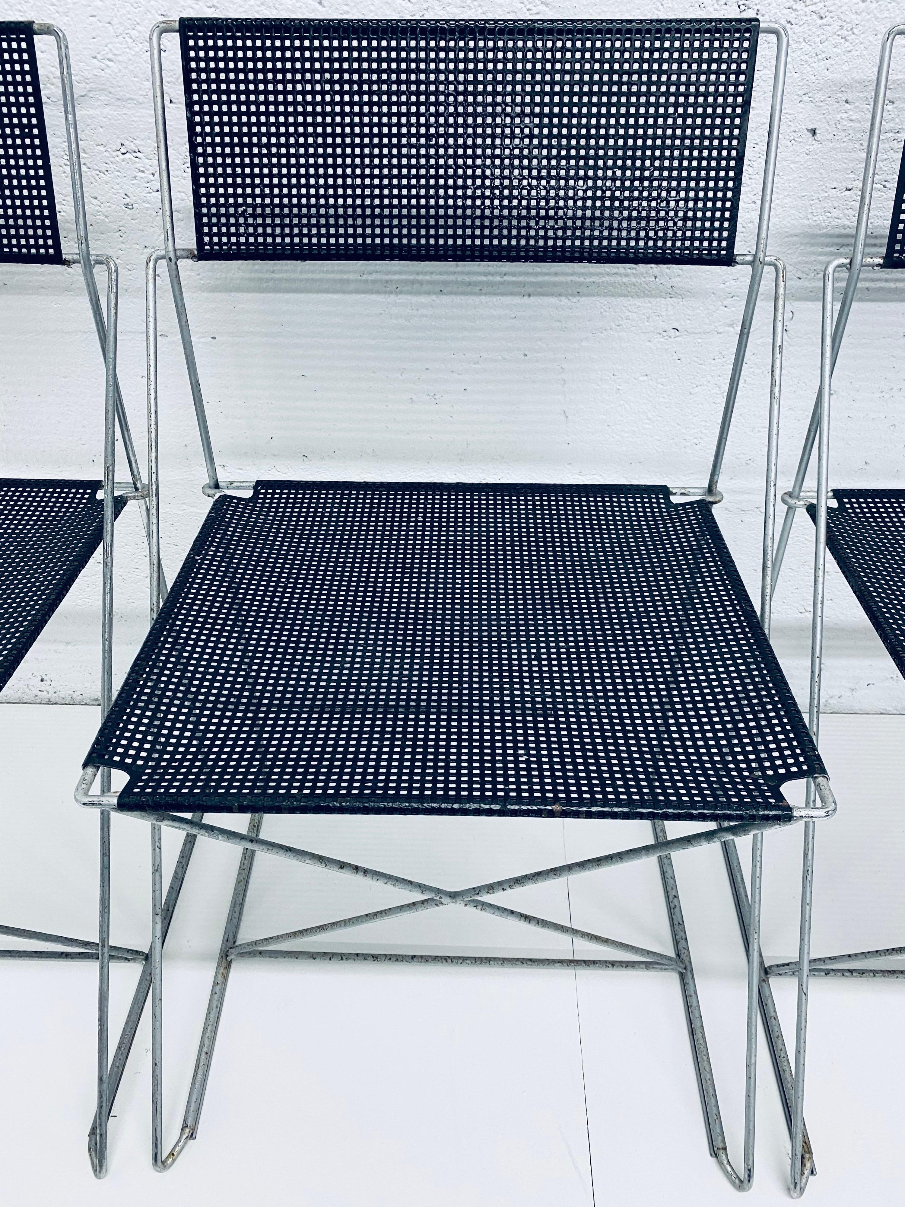 Niels Jorgen Haugesen Chairs with Perforated Metal Seats for Magis, Set of Six 1