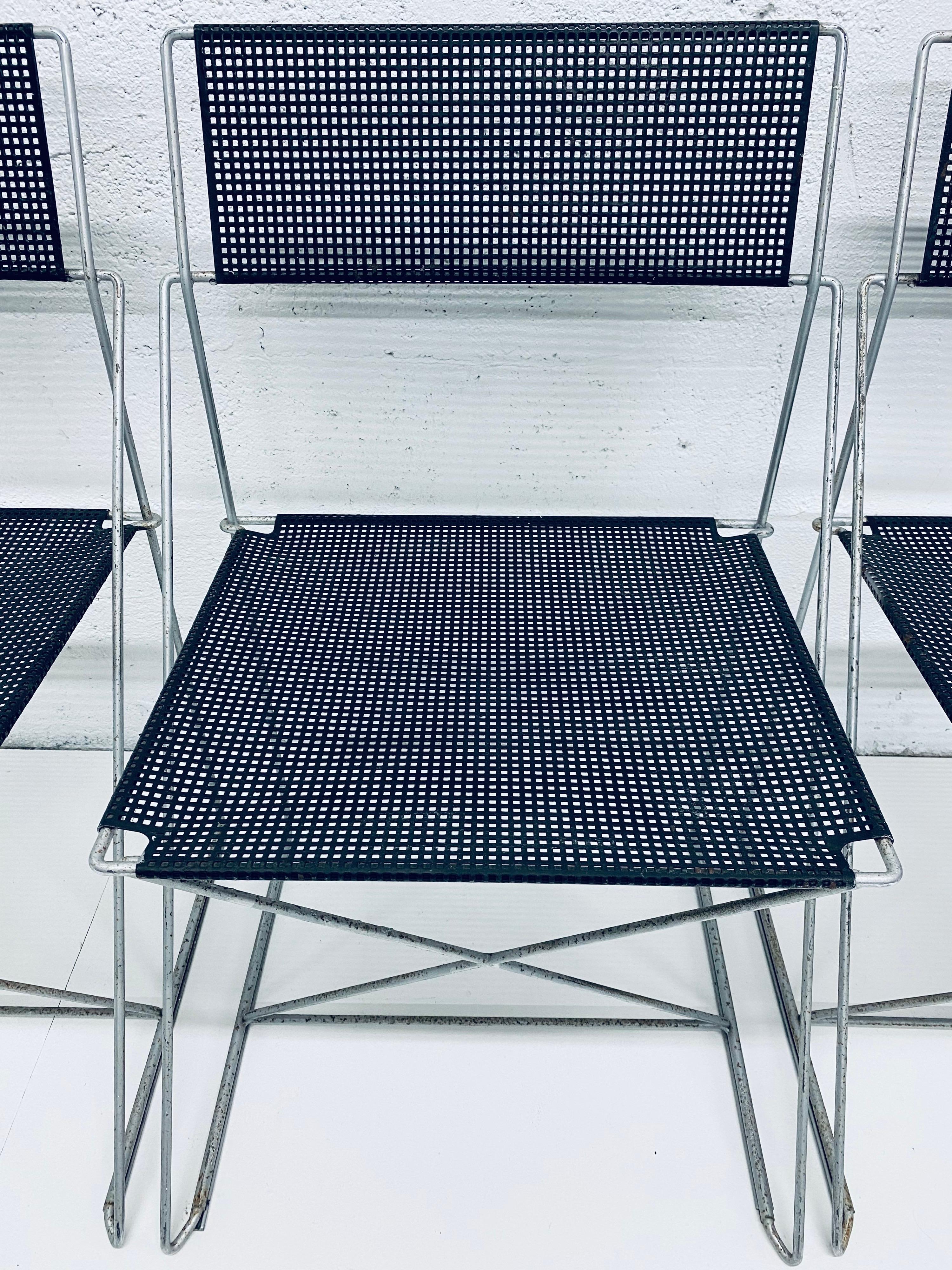 Niels Jorgen Haugesen Chairs with Perforated Metal Seats for Magis, Set of Six 2