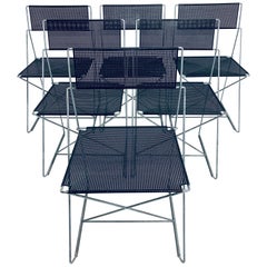 Vintage Niels Jorgen Haugesen Chairs with Perforated Metal Seats for Magis, Set of Six