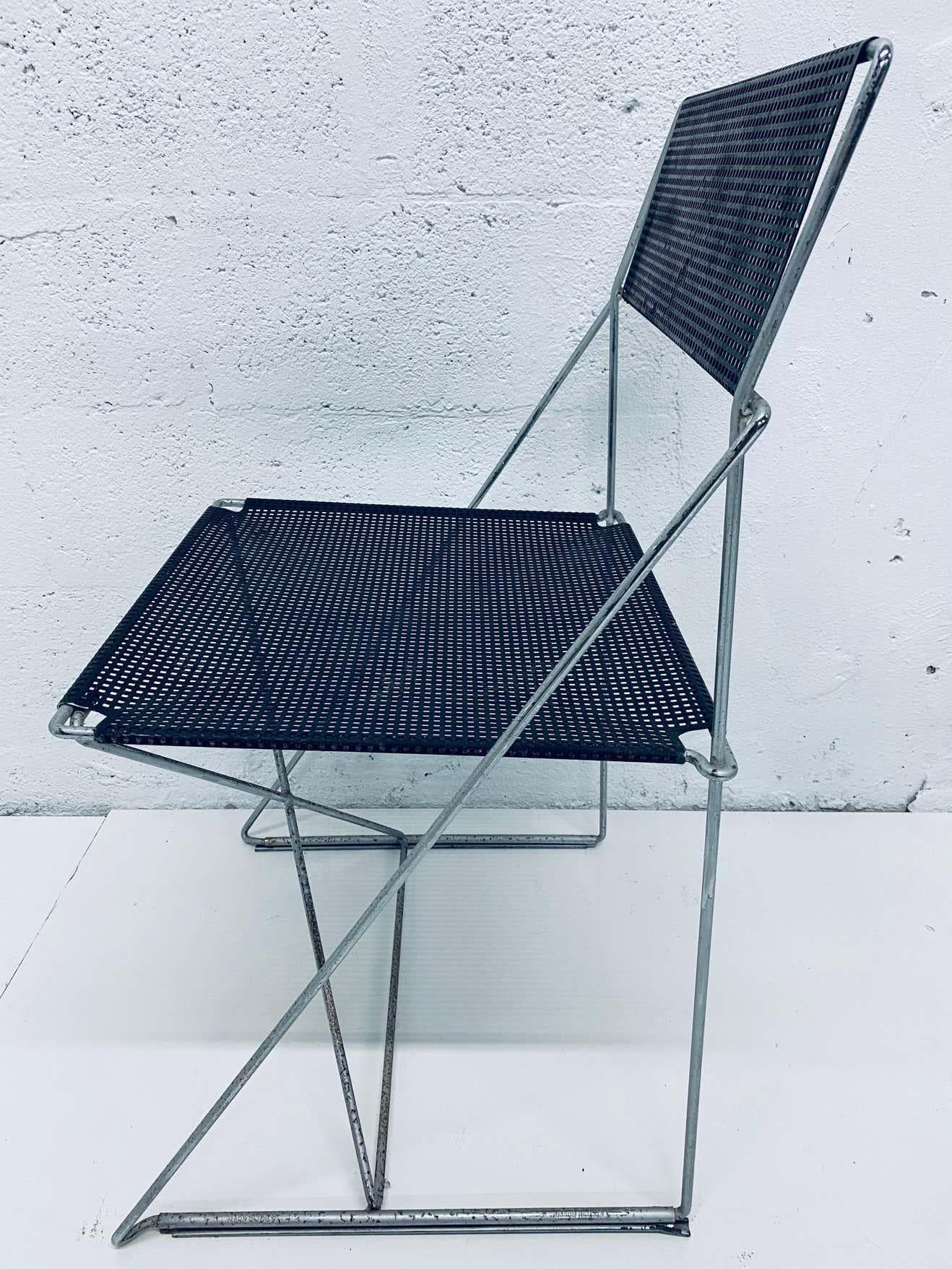 Late 20th Century Niels Jorgen Haugesen Chairs with Perforated Metal Seats for Magis, Three Pairs