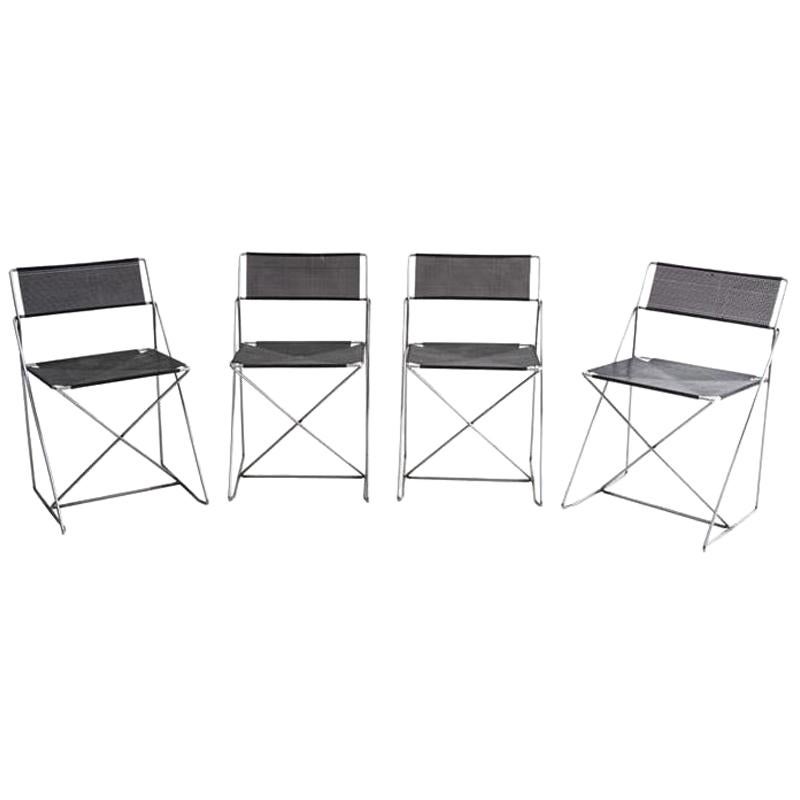 Niels Jørgen Haugesen for Hybodan Set of 4 Stacking X-Line Chairs