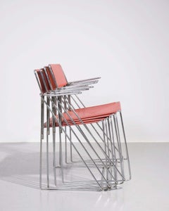 Niels Jørgen Haugesen Ensemble de 4 chaises de salle à manger en métal Produit par Hybodan A/S