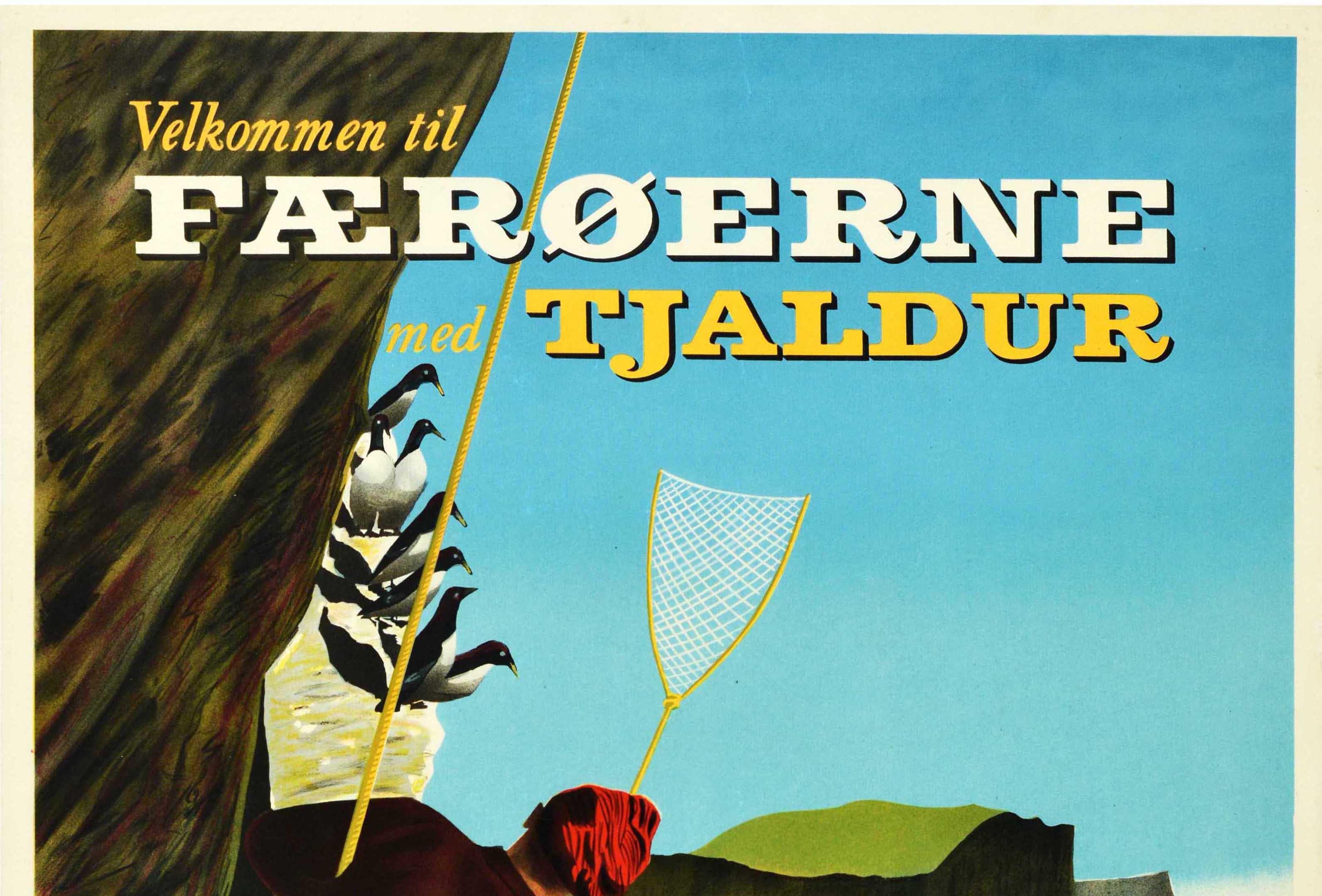 Original Vintage Travel Poster Faroe Islands Denmark Tourism Niels Juul Hiking 1