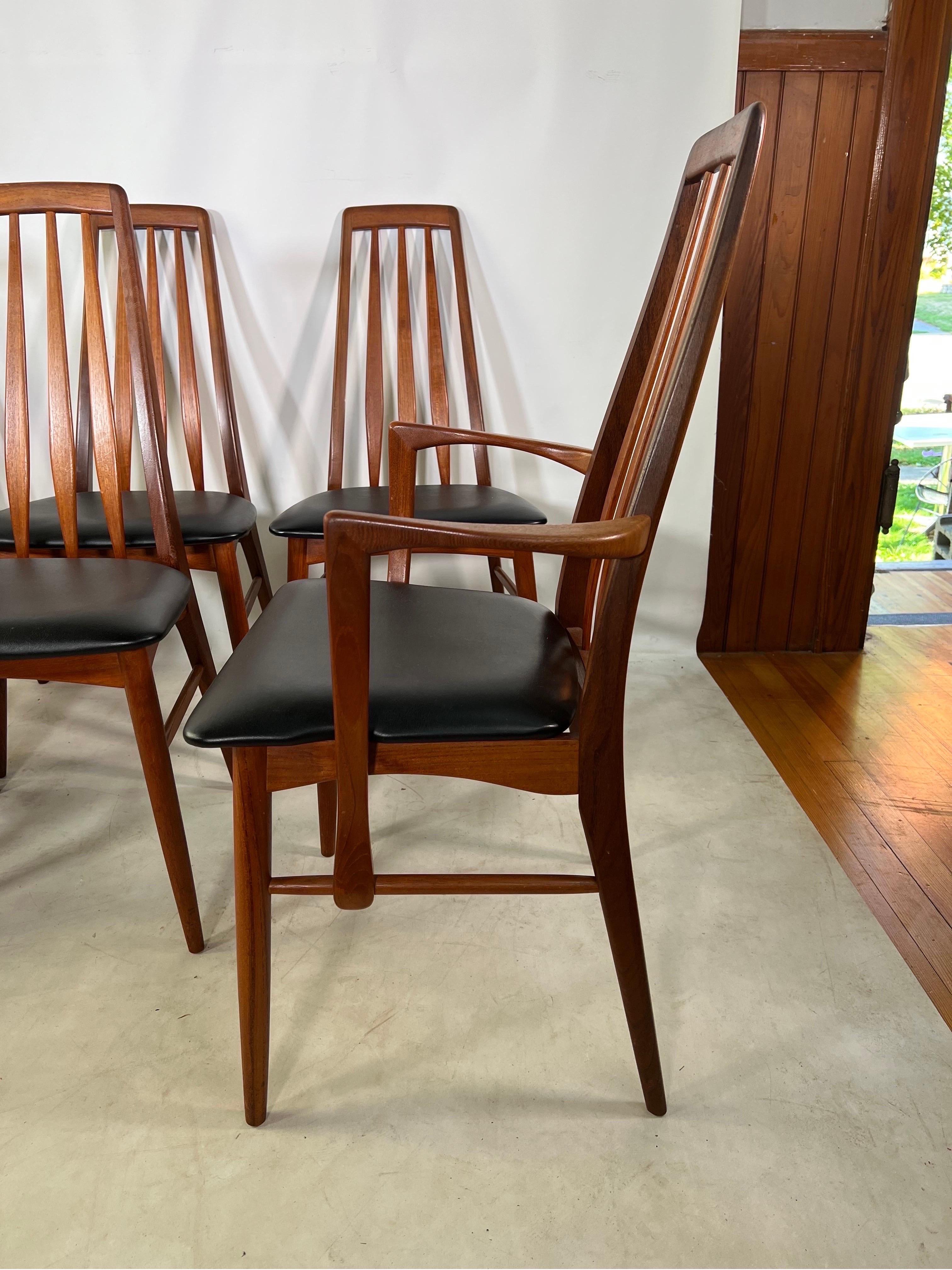 Mid-Century Modern Niels Koefed for Koefeds Hornslet Eva Teak Dining Chairs, Set of 6