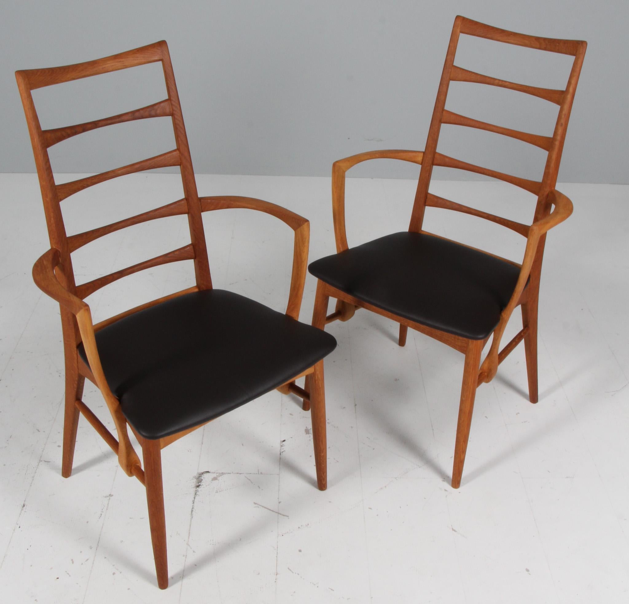 Niels Koefoed armchair made in solid oak.

New upholstered in Sørensen Savanne semi aniline leather.

Model Lis, made by Niels Koefoeds Møbelfabrik Hornslet, 1960s.

