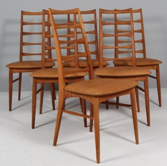 Sillas de comedor Niels Koefoed, roble tratado con aceite y cuero, Dinamarca