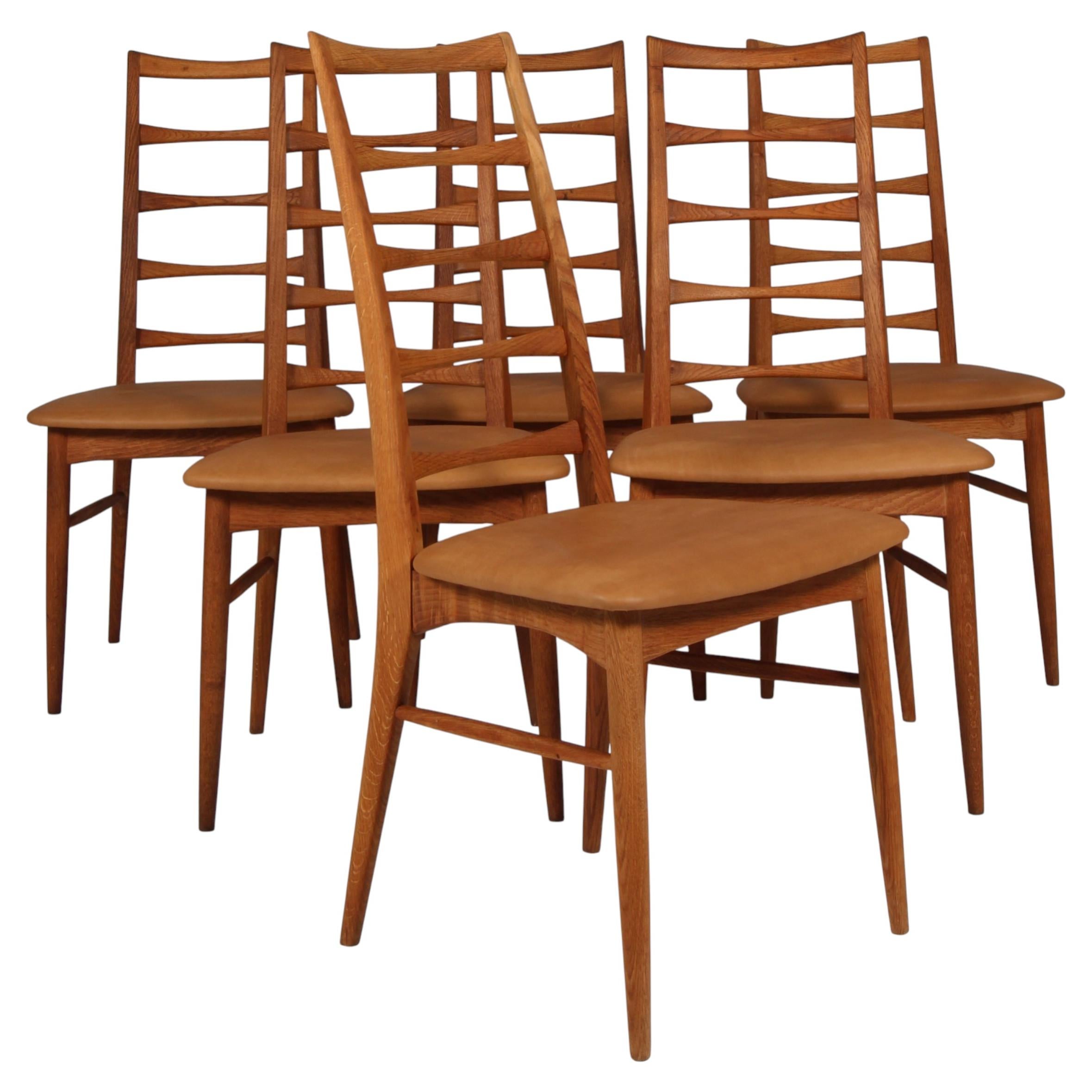Niels Koefoed Dining Chairs, oil-Treated Oak & Leather, Denmark For Sale