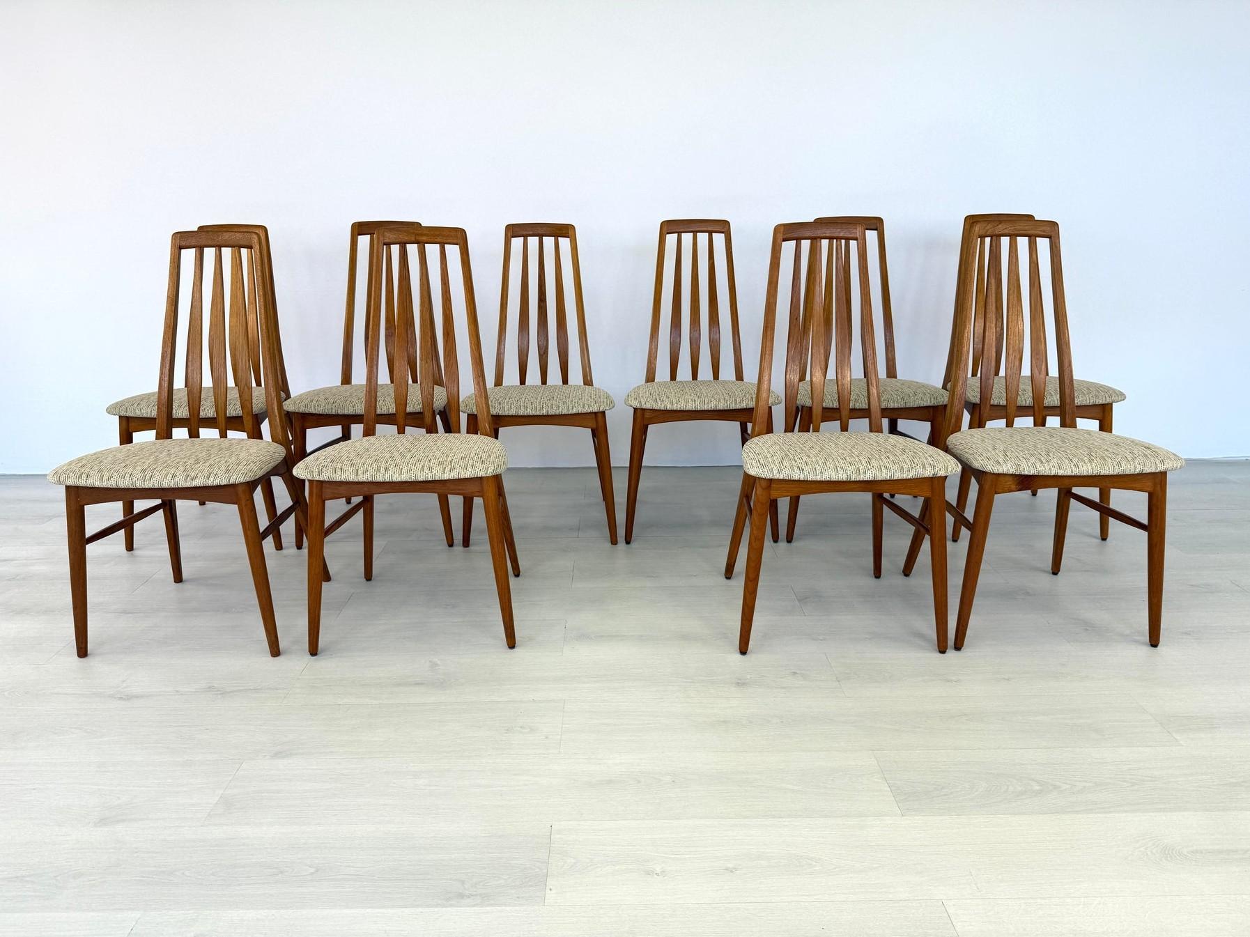 Scandinavo moderno Niels Koefoed “Eva” Dining Chairs – Set of 10 in vendita