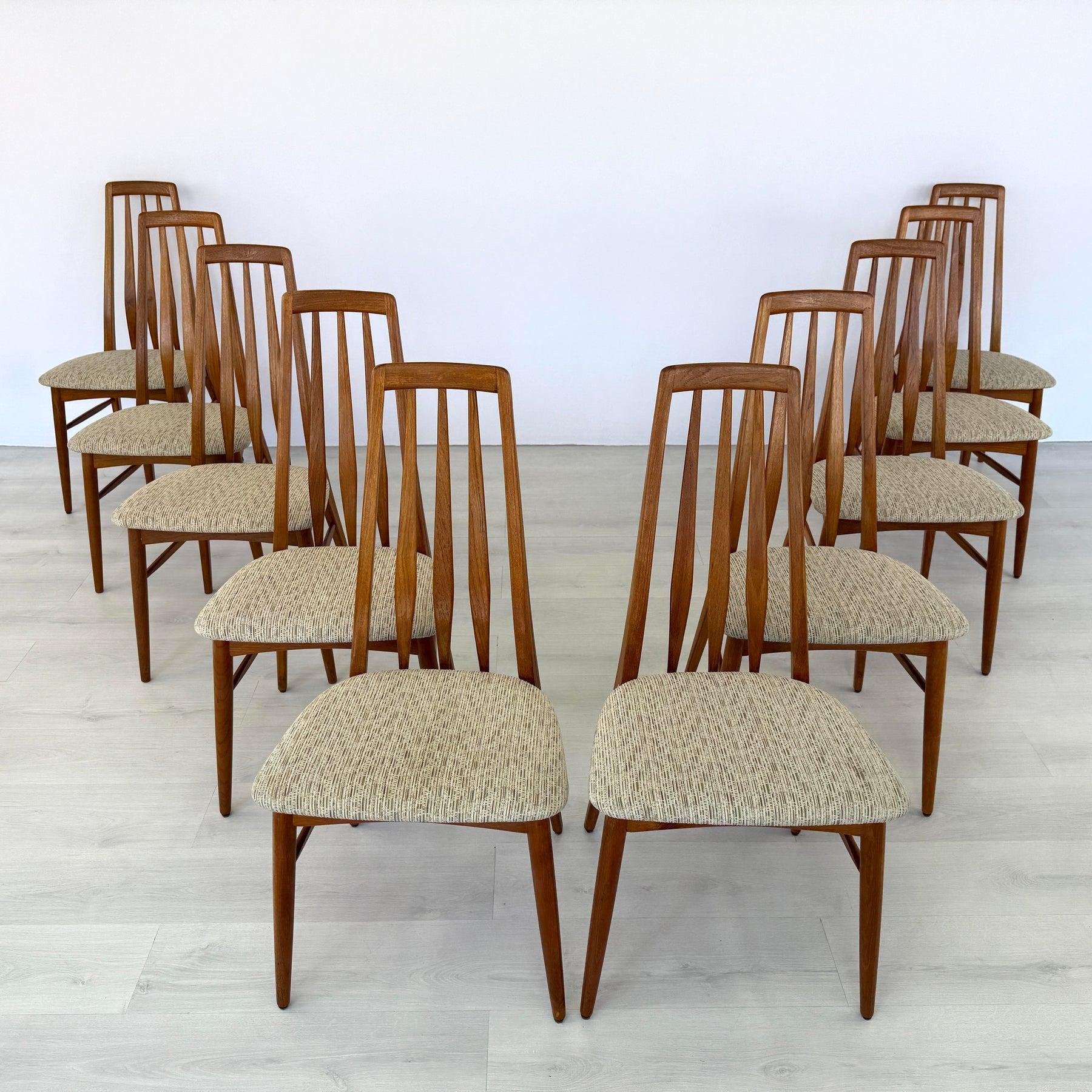 Niels Koefoed “Eva” Dining Chairs – Set of 10 In condizioni buone in vendita a Bridgeport, CT