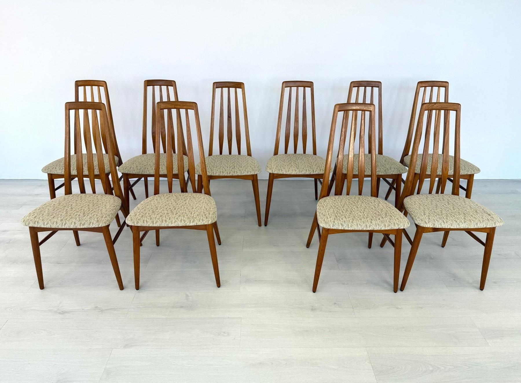 XX secolo Niels Koefoed “Eva” Dining Chairs – Set of 10 in vendita