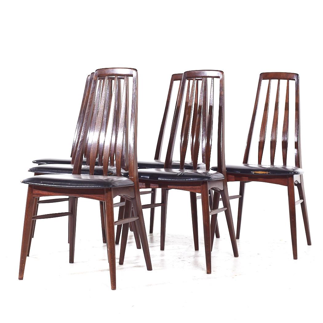 Mid-Century Modern Niels Koefoed Eva Mid Century Danish Rosewood Dining Chairs - Set of 6 For Sale