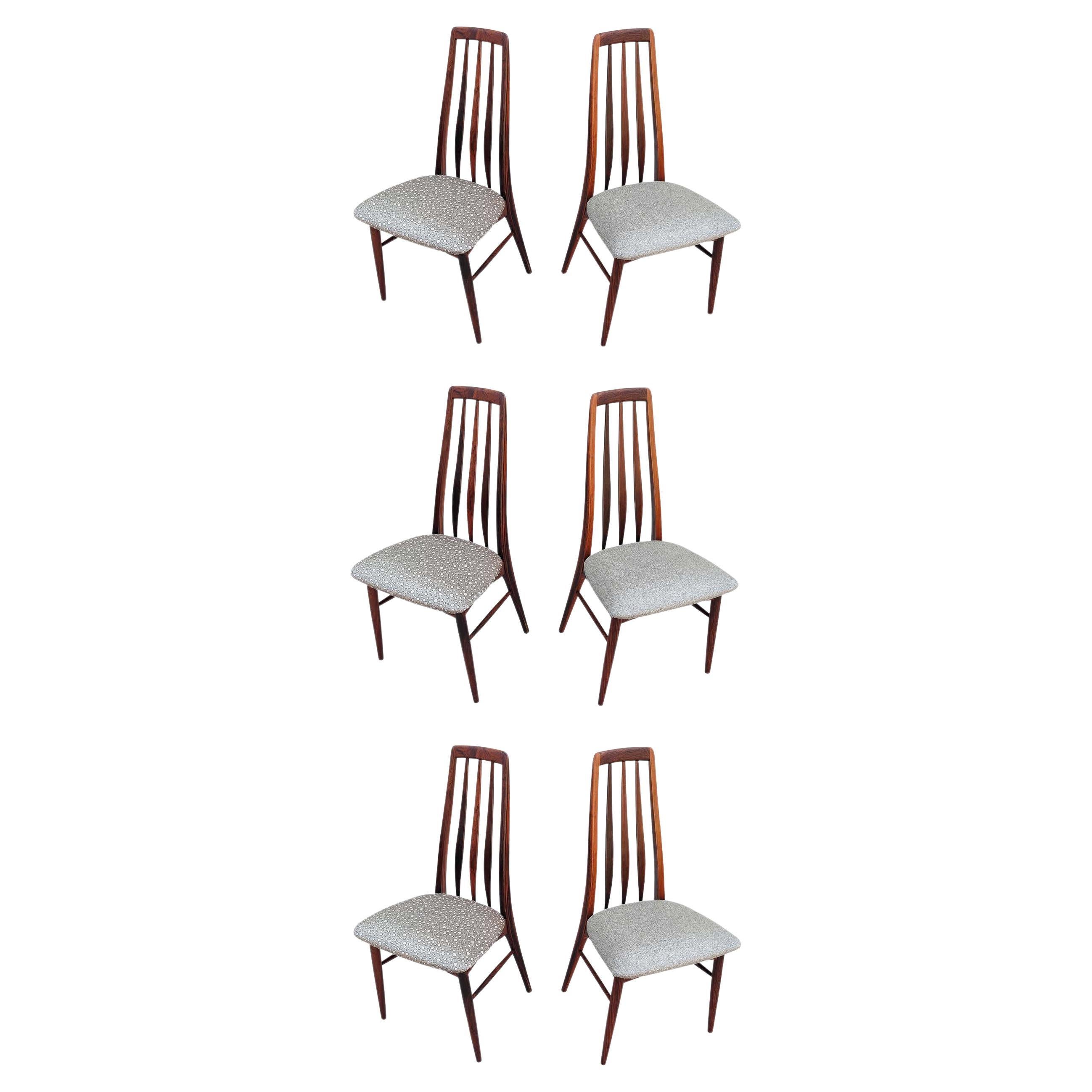 Niels Koefoed Eva Mid-Century Danish Rosewood Dining Chairs, Set of 6