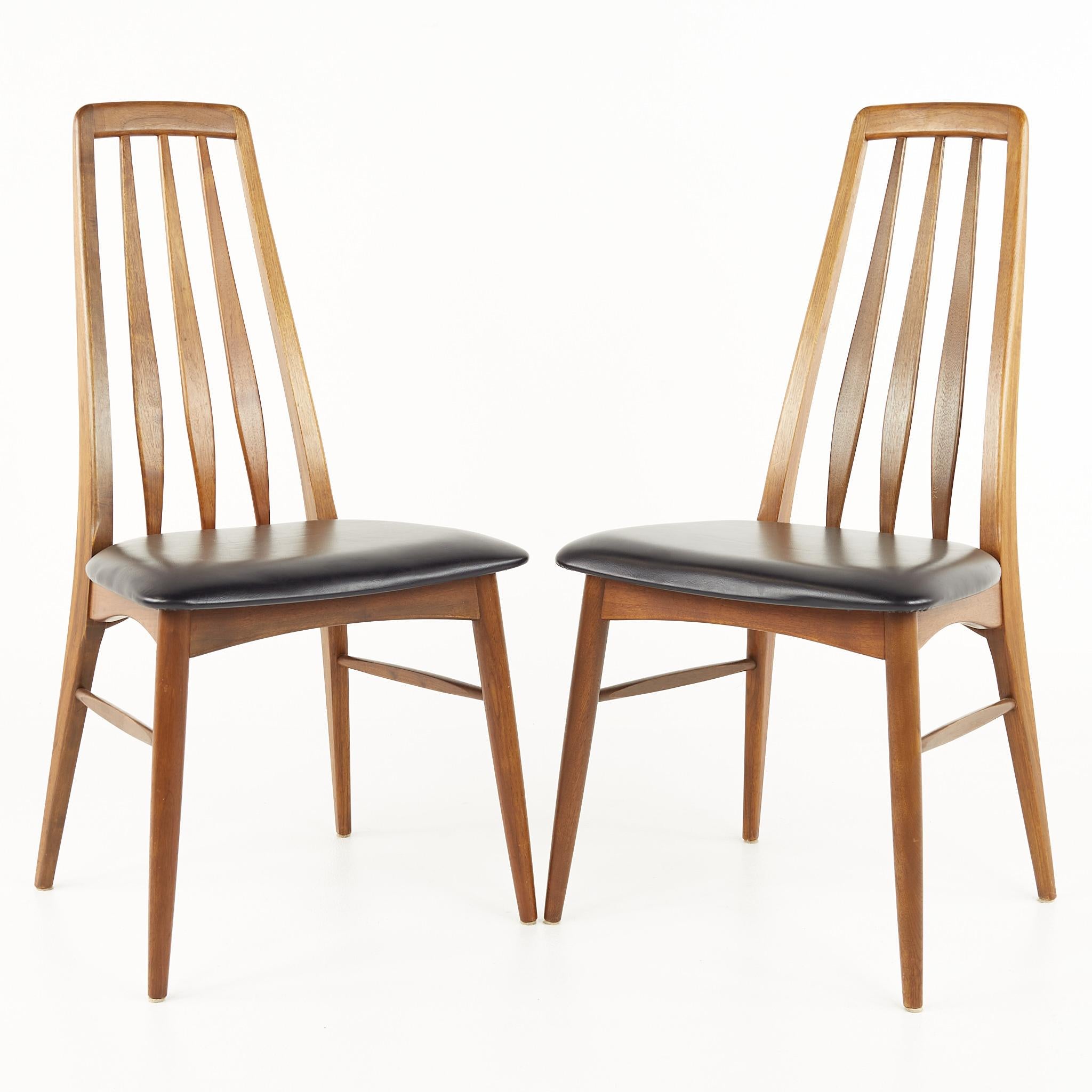 Upholstery Niels Koefoed Eva Mid Century Teak Dining Chairs, Set of 8 