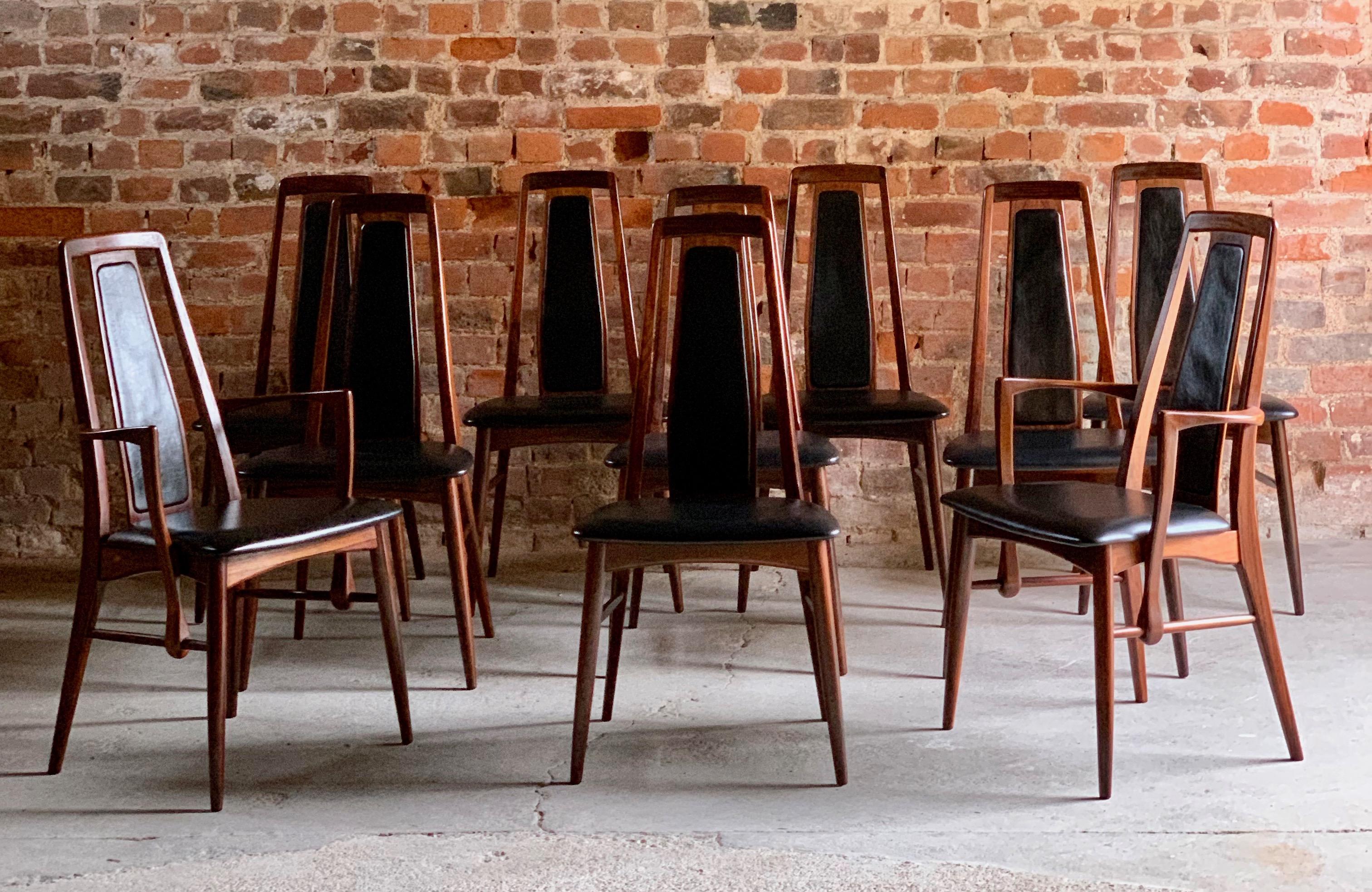 Mid-Century Modern Niels Koefoed Eva Rosewood Dining Chairs Set of 10 Danish Midcentury, circa 1965