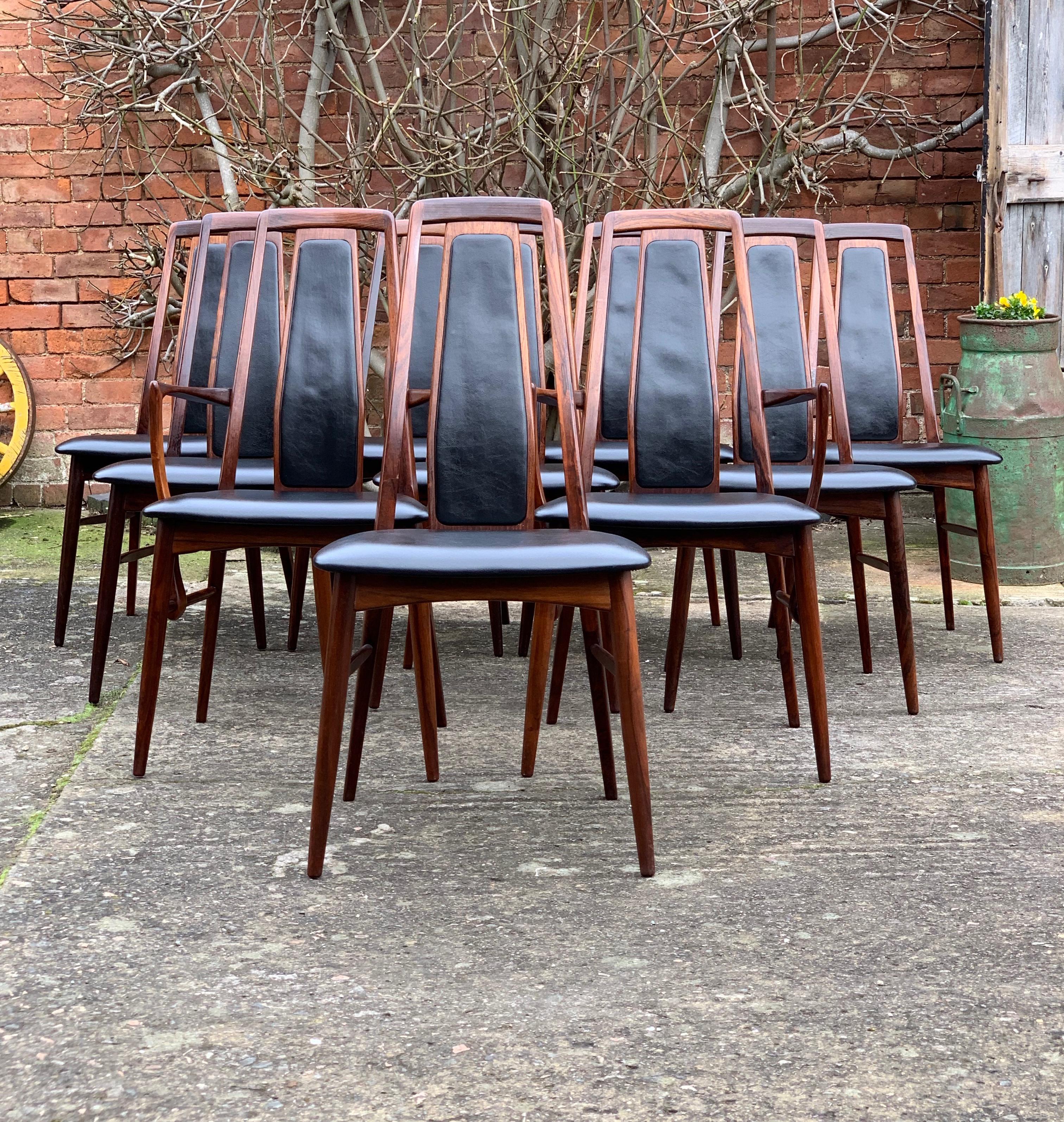 Niels Koefoed Eva Rosewood Dining Chairs Set of 10 Danish Midcentury, circa 1965 4