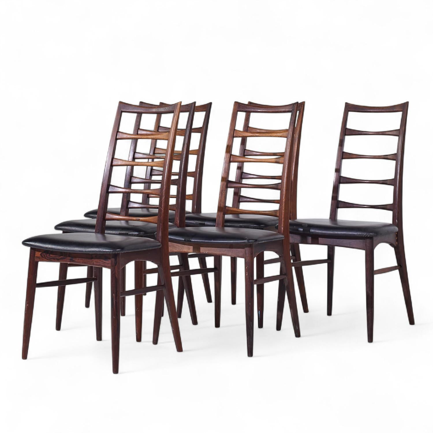 Mid-Century Modern Niels Koefoed for Hornslet Møbelfabrik Lis Rosewood Dining Chairs - Set of 6 For Sale