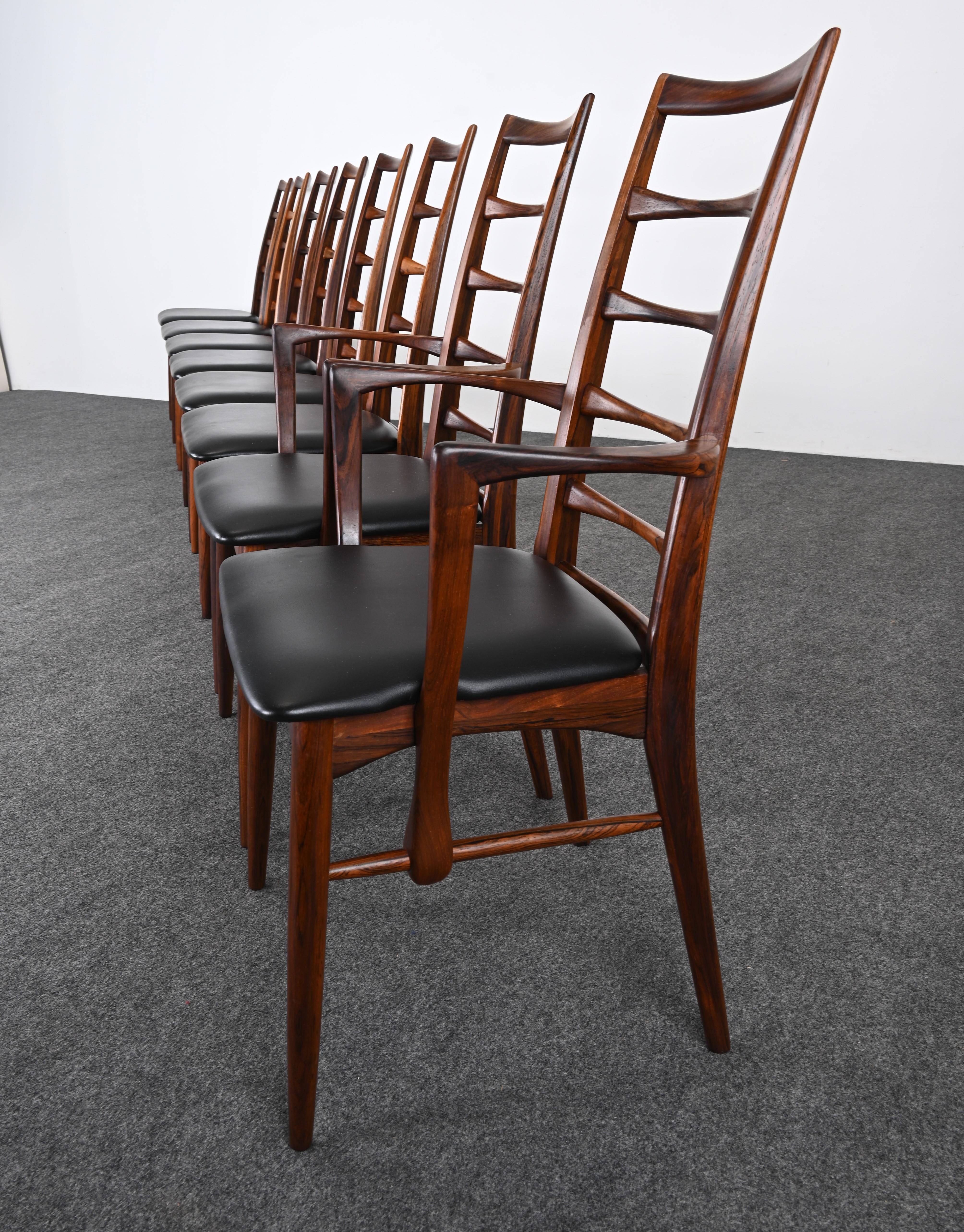 Scandinavian Modern Niels Koefoed for Koefoed Hornslet, Set of Eight Rosewood 