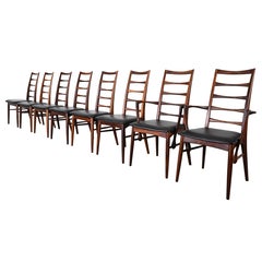 Niels Koefoed for Koefoed Hornslet, Set of Eight Rosewood "Lis" Dining Chairs