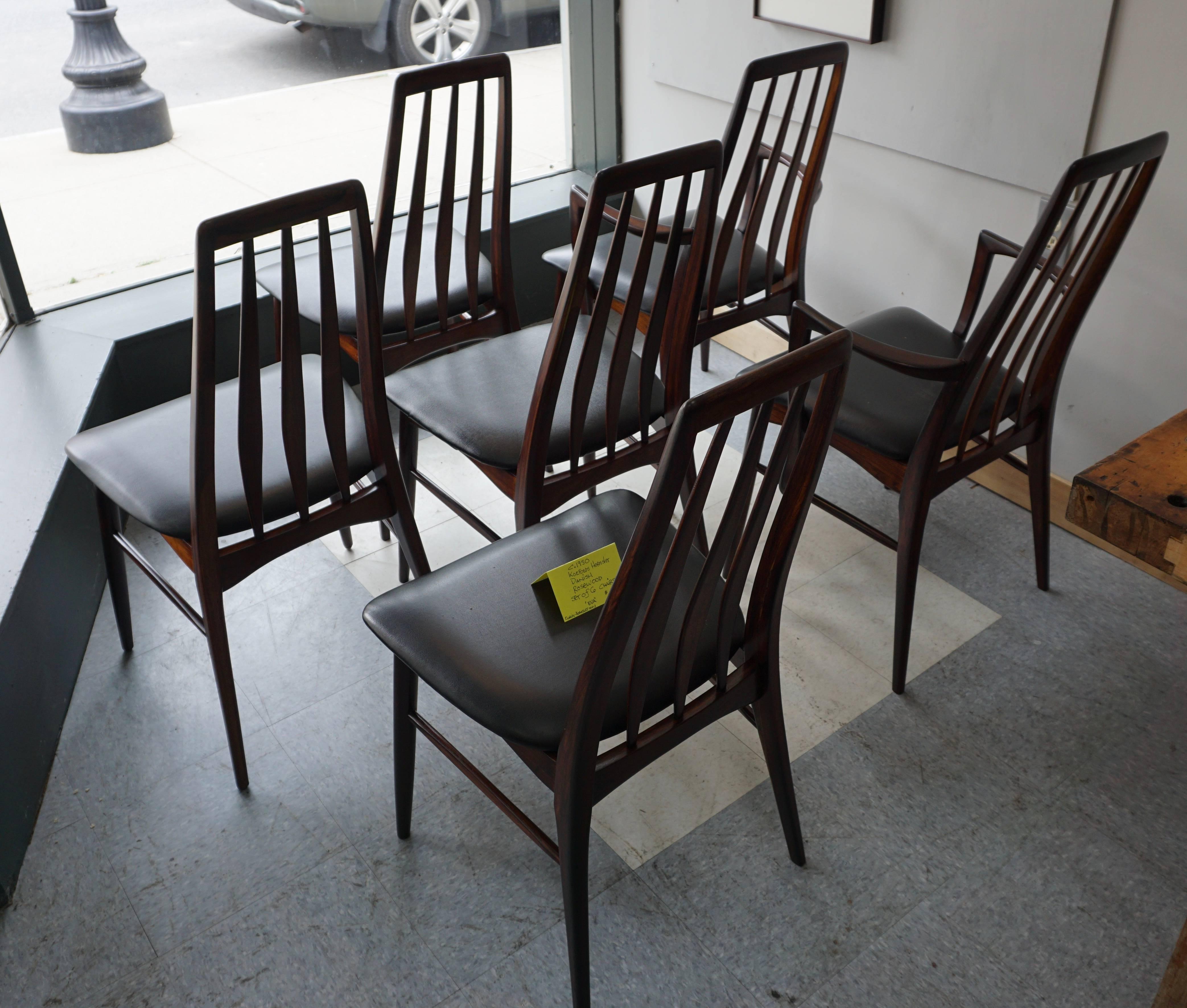 Faux Leather Niels Koefoed for Koefoed Hornslet Set of Six Rosewood Chairs