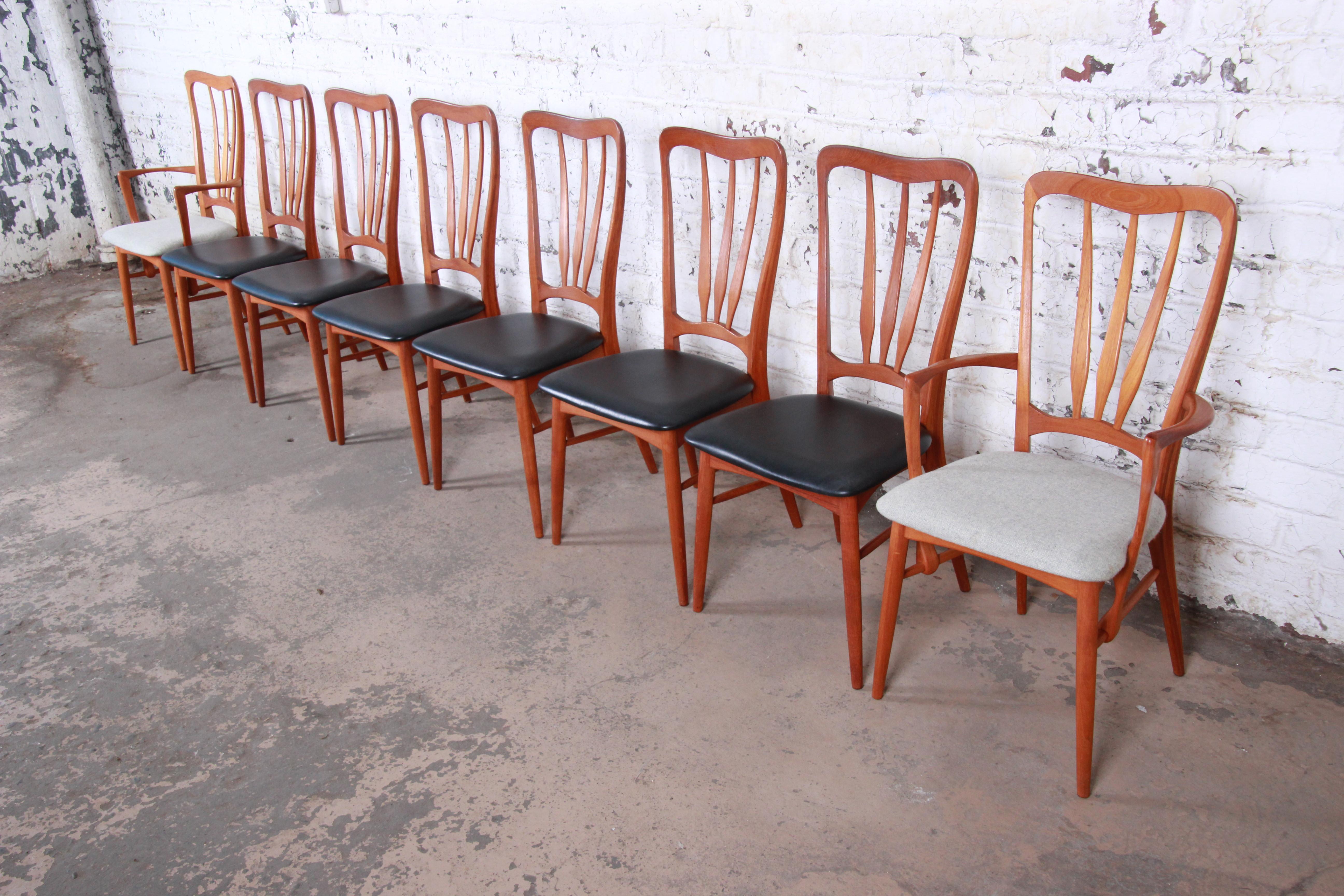 Mid-Century Modern Niels Koefoed for Koefoeds Hornslet Danish Modern Teak Dining Chairs, Set of 8