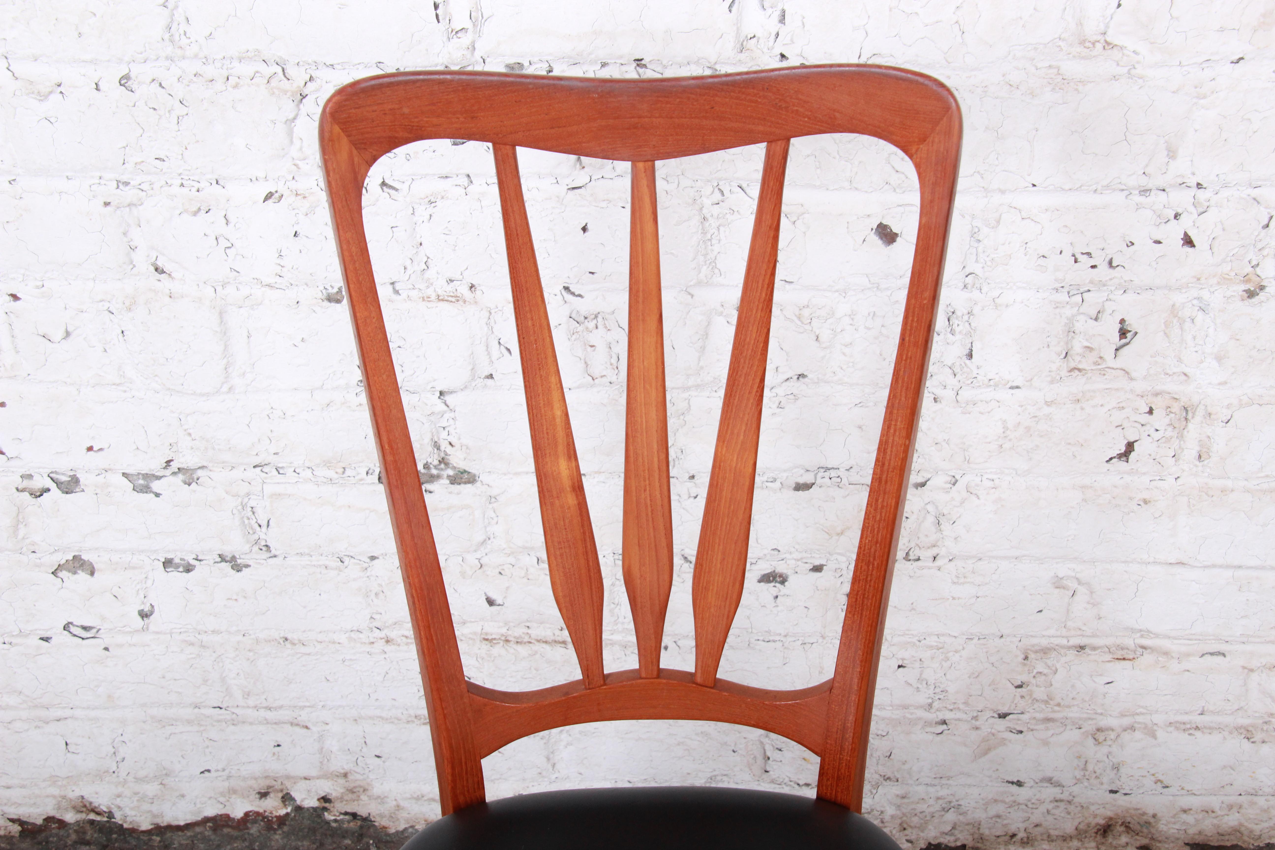 Upholstery Niels Koefoed for Koefoeds Hornslet Danish Modern Teak Dining Chairs, Set of 8