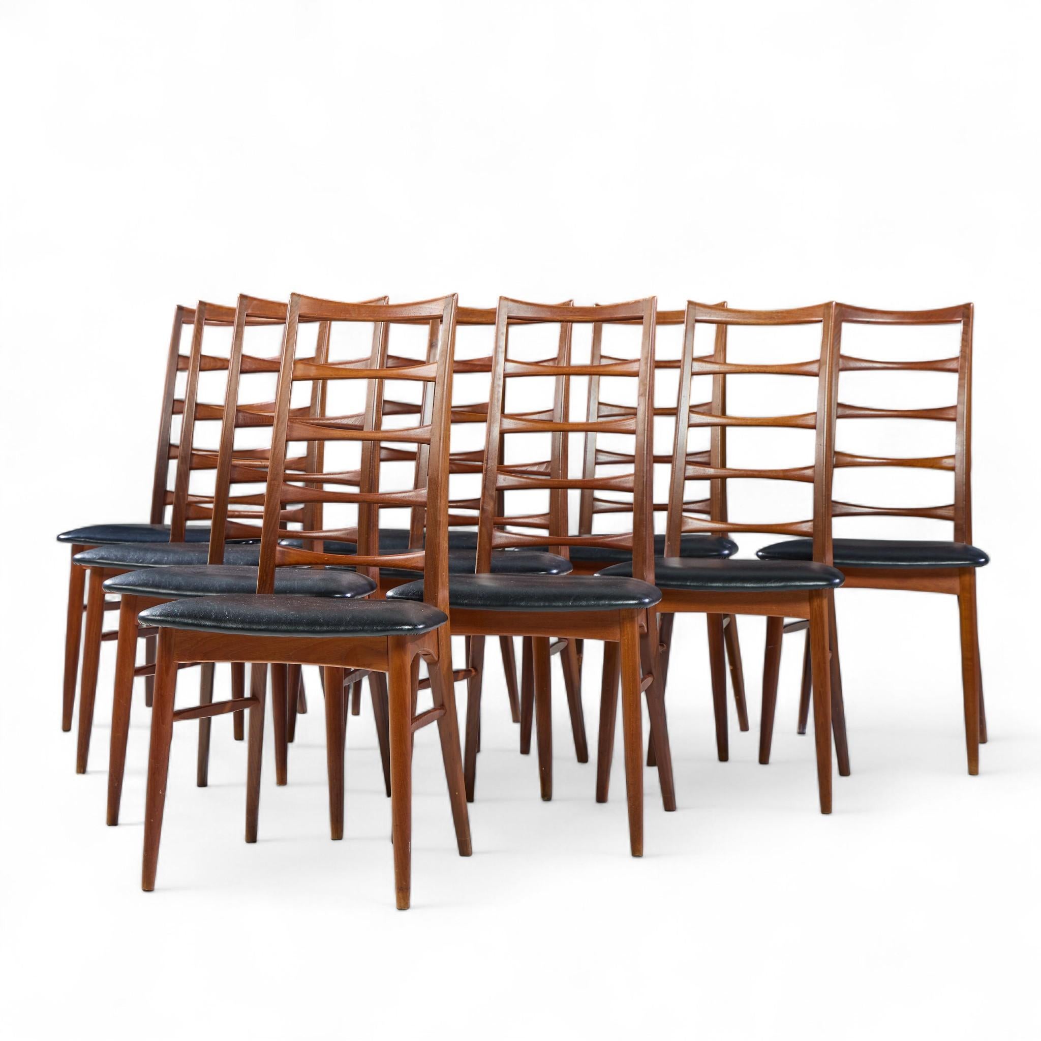 Mid-Century moderno Niels Koefoed per Koefoeds Hornslet Lis - Set di 10 sedie da pranzo in teak danese in vendita