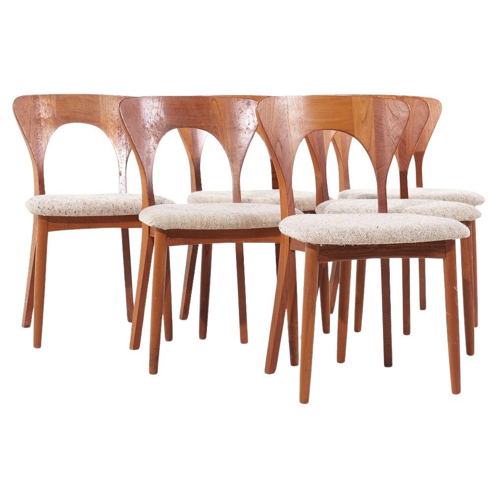 Niels Koefoed Hornslet Mid Century Danish Teak Peter Dining Chairs - Set of 6 For Sale