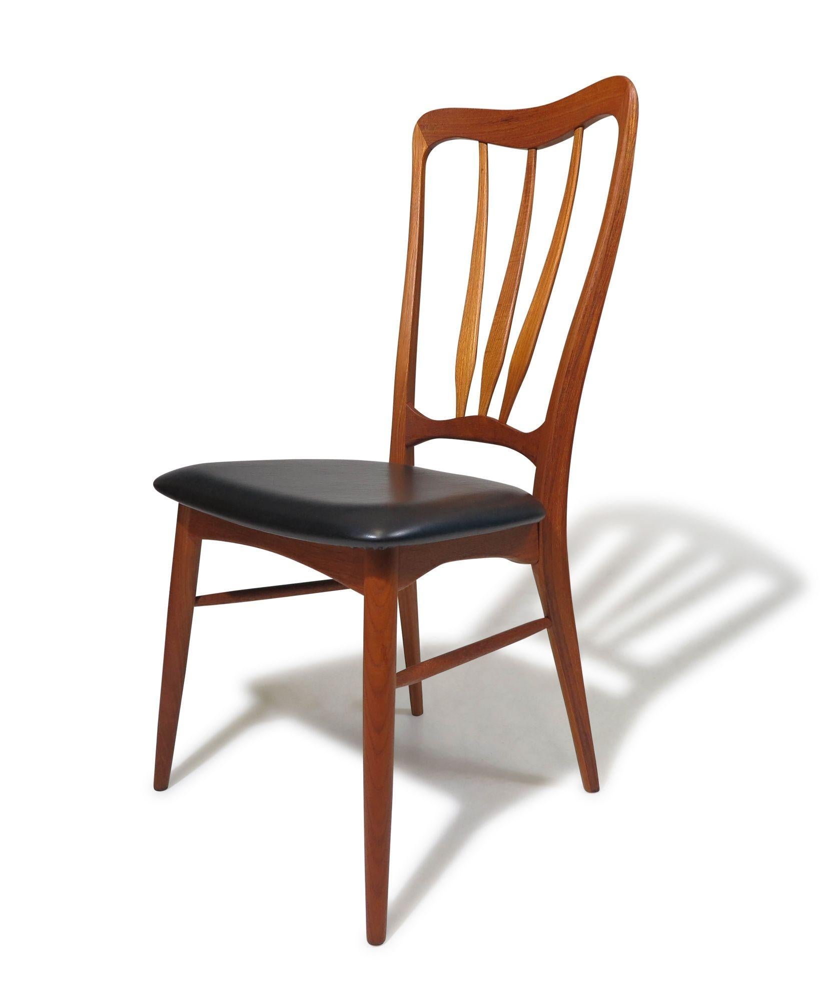 Juego de 8 sillas de comedor danesas de teca Niels Koefoed Ingrid, restauradas en Excelente estado para la venta en Oakland, CA