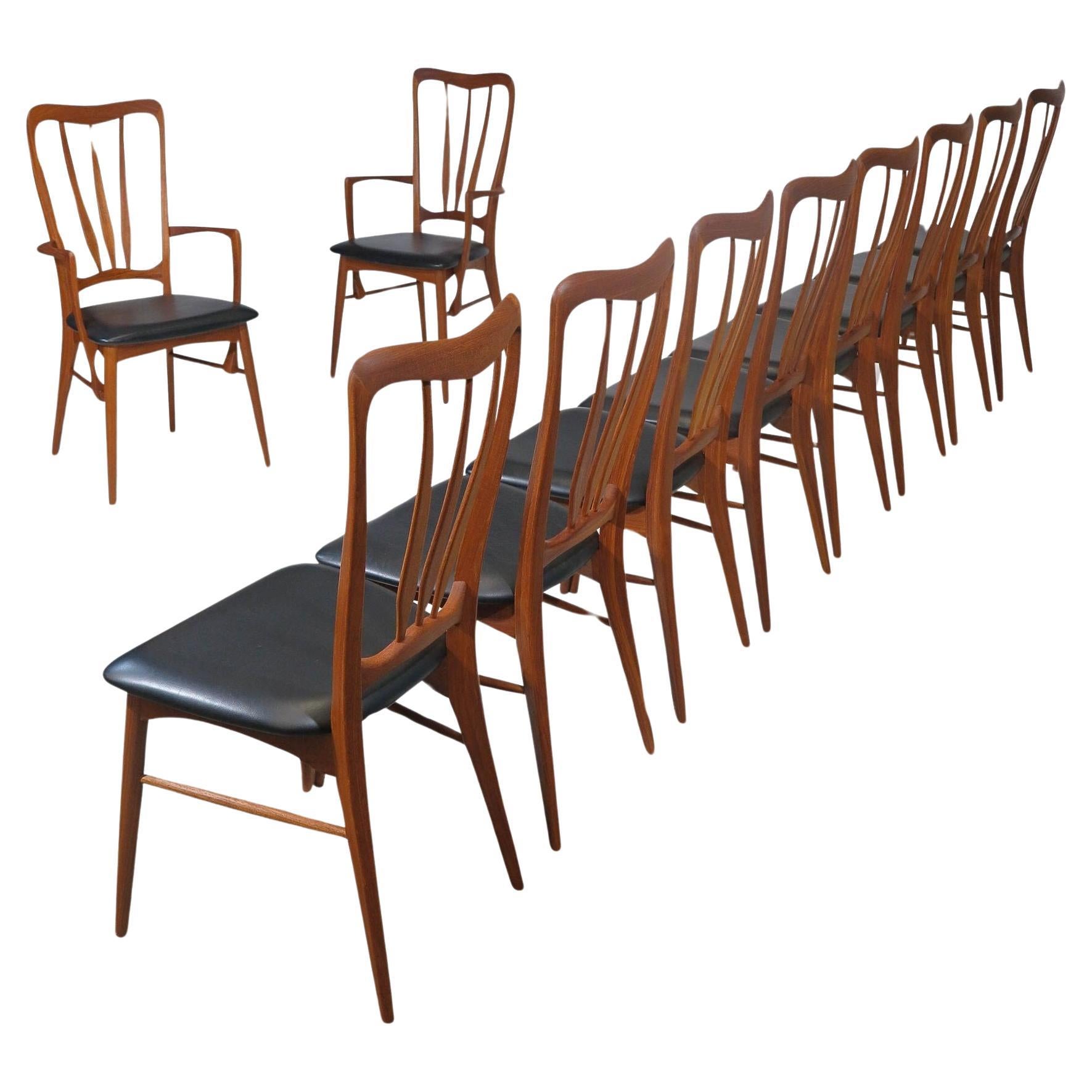 Niels Koefoed Ingrid Teak Danish Dining Chairs, Set of Ten For Sale