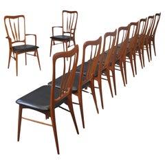 Vintage Niels Koefoed Ingrid Teak Danish Dining Chairs, Set of Ten