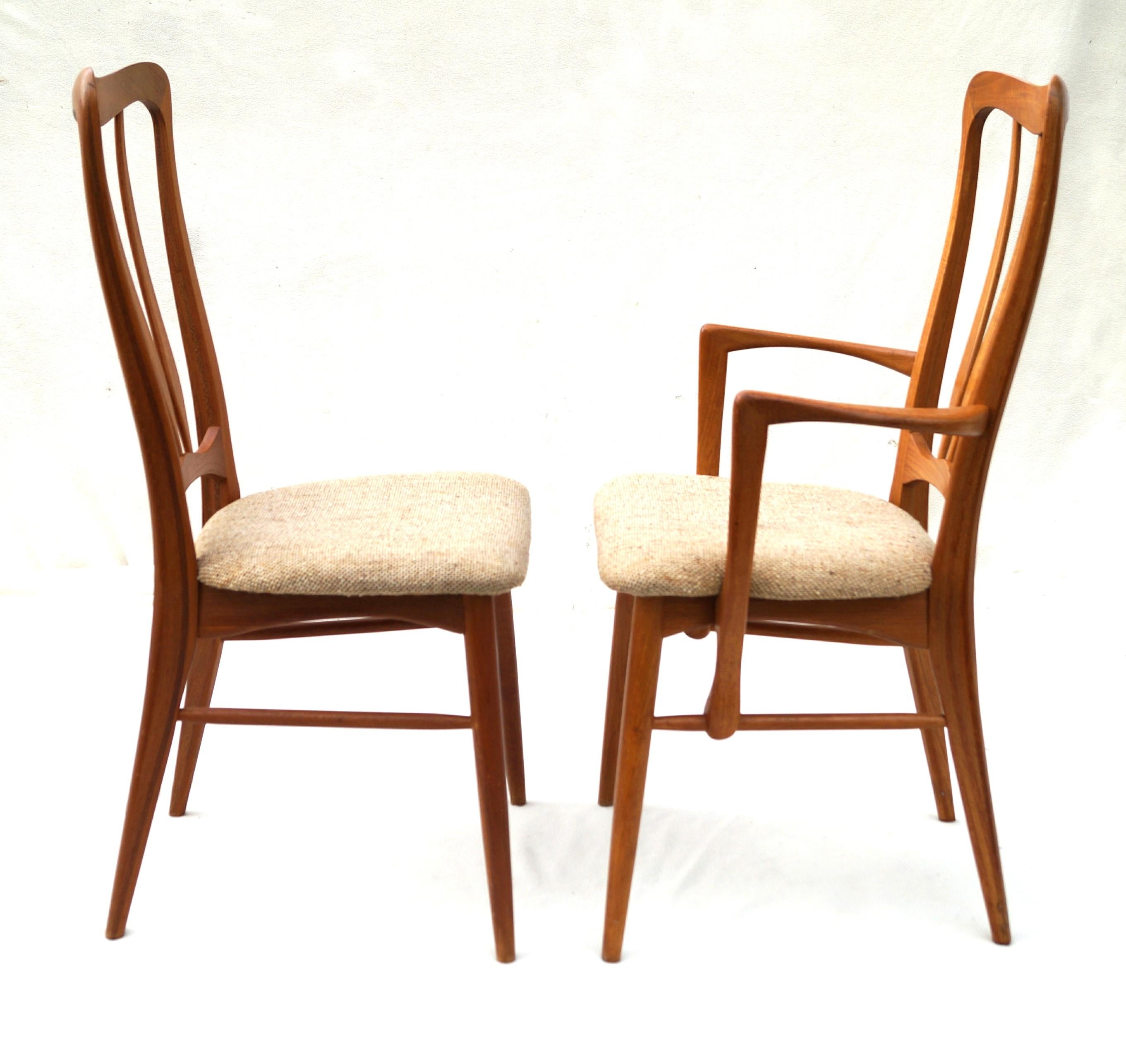 Niels Koefoed Koefoeds Hornslet Ingrid - Sedie da pranzo moderne in teak, set di 8 sedie in vendita 1