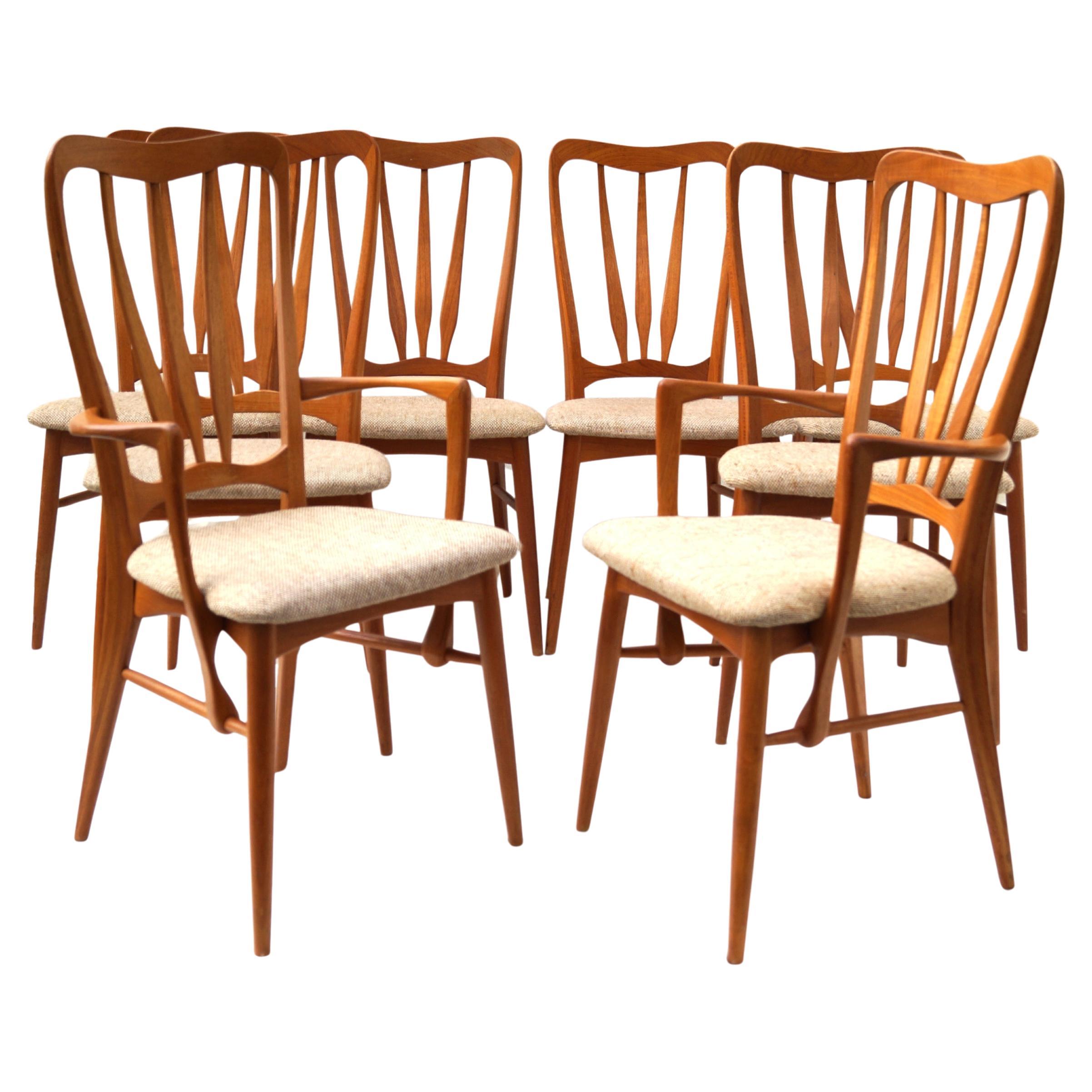 Niels Koefoed Koefoeds Hornslet Ingrid - Sedie da pranzo moderne in teak, set di 8 sedie