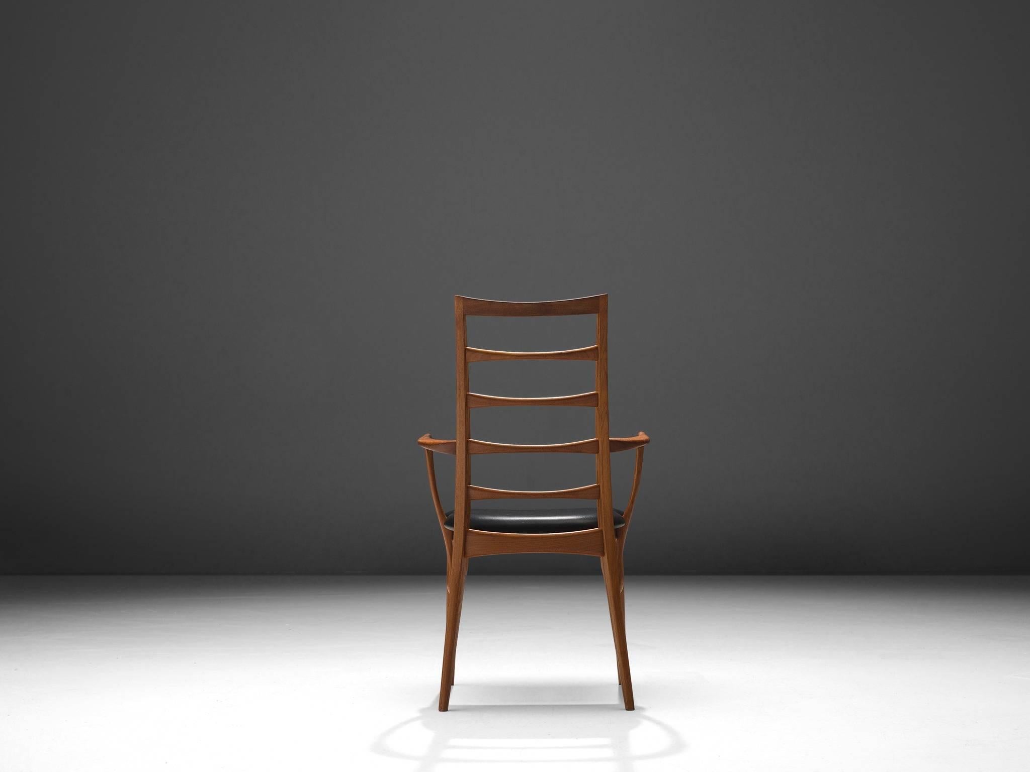 Scandinavian Modern Niels Koefoed 'Lis' Chair in Black Leather and Teak