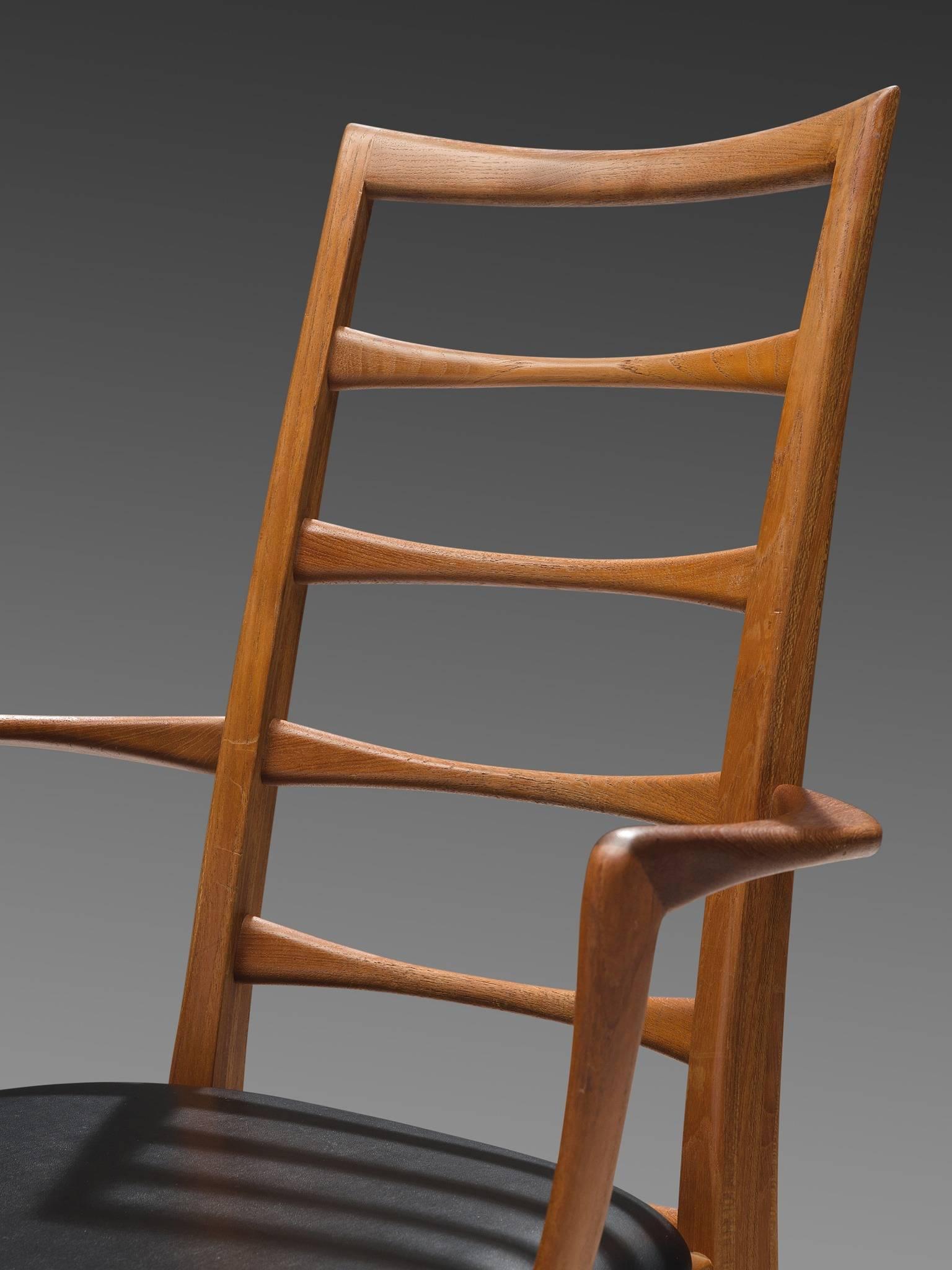 Danish Niels Koefoed 'Lis' Chair in Black Leather and Teak