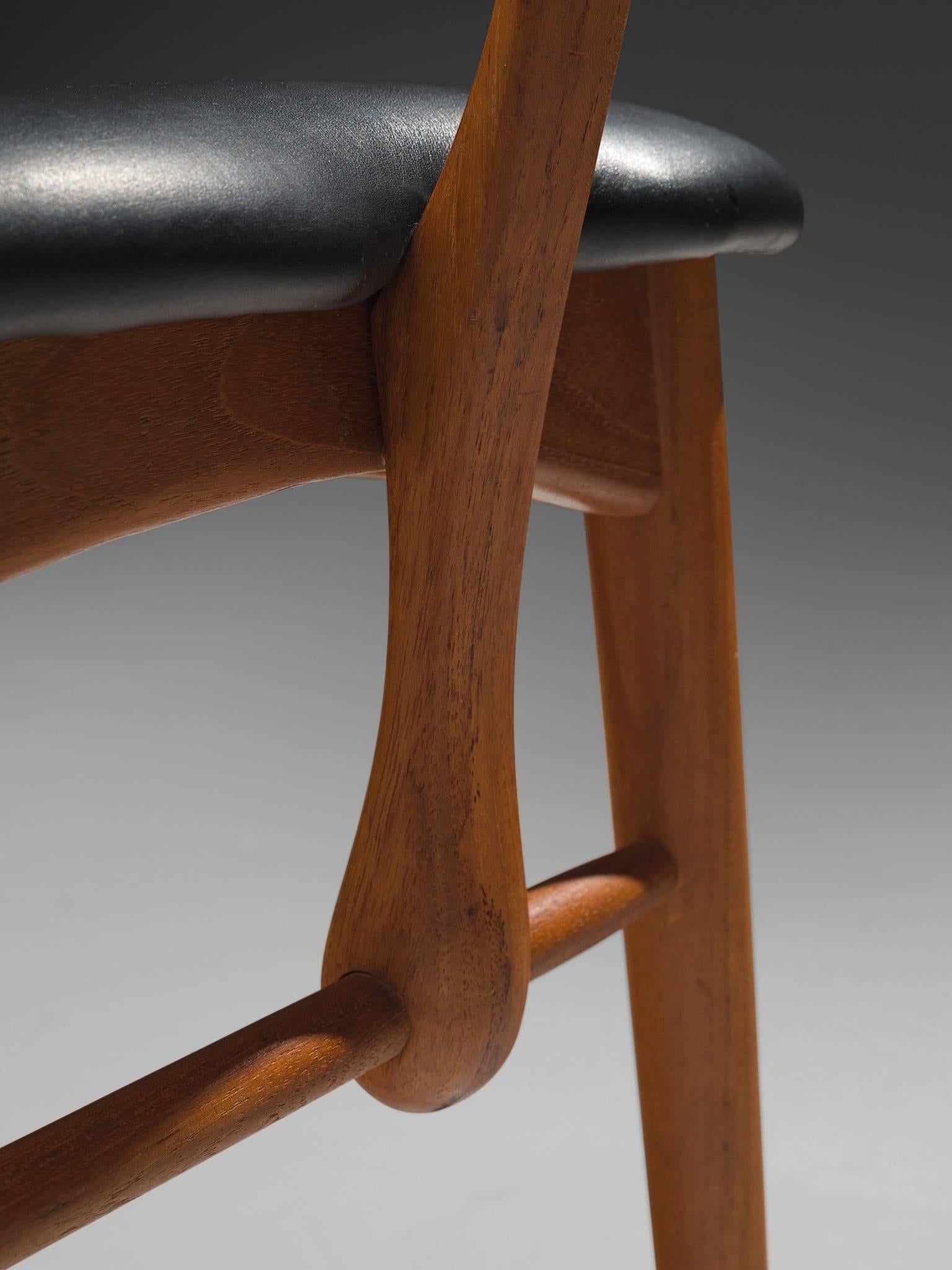 Mid-20th Century Niels Koefoed 'Lis' Chair in Black Leather and Teak