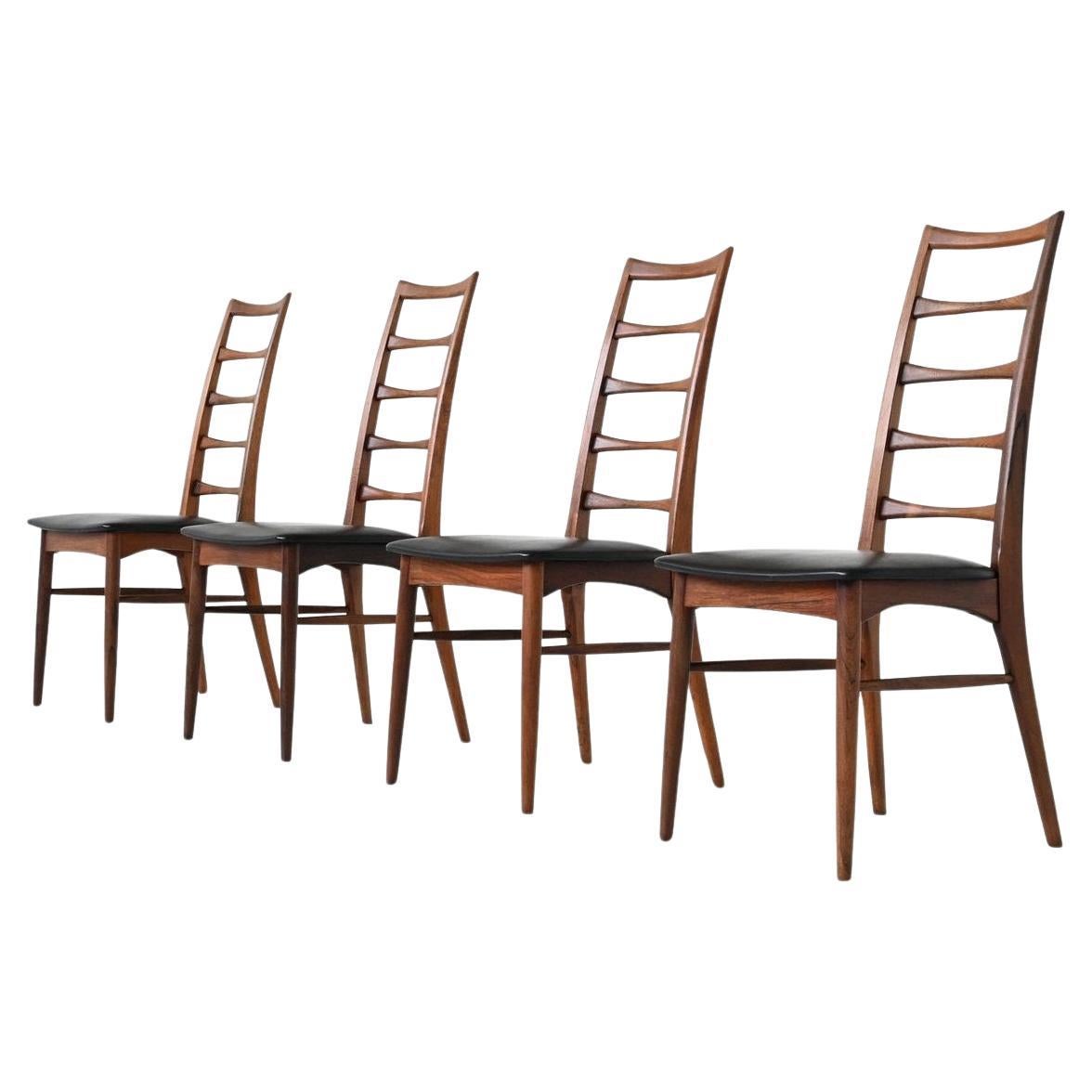 Niels Koefoed 
Lis
 dining chairs in rosewood Koefoeds Denmark 1960 For Sale
