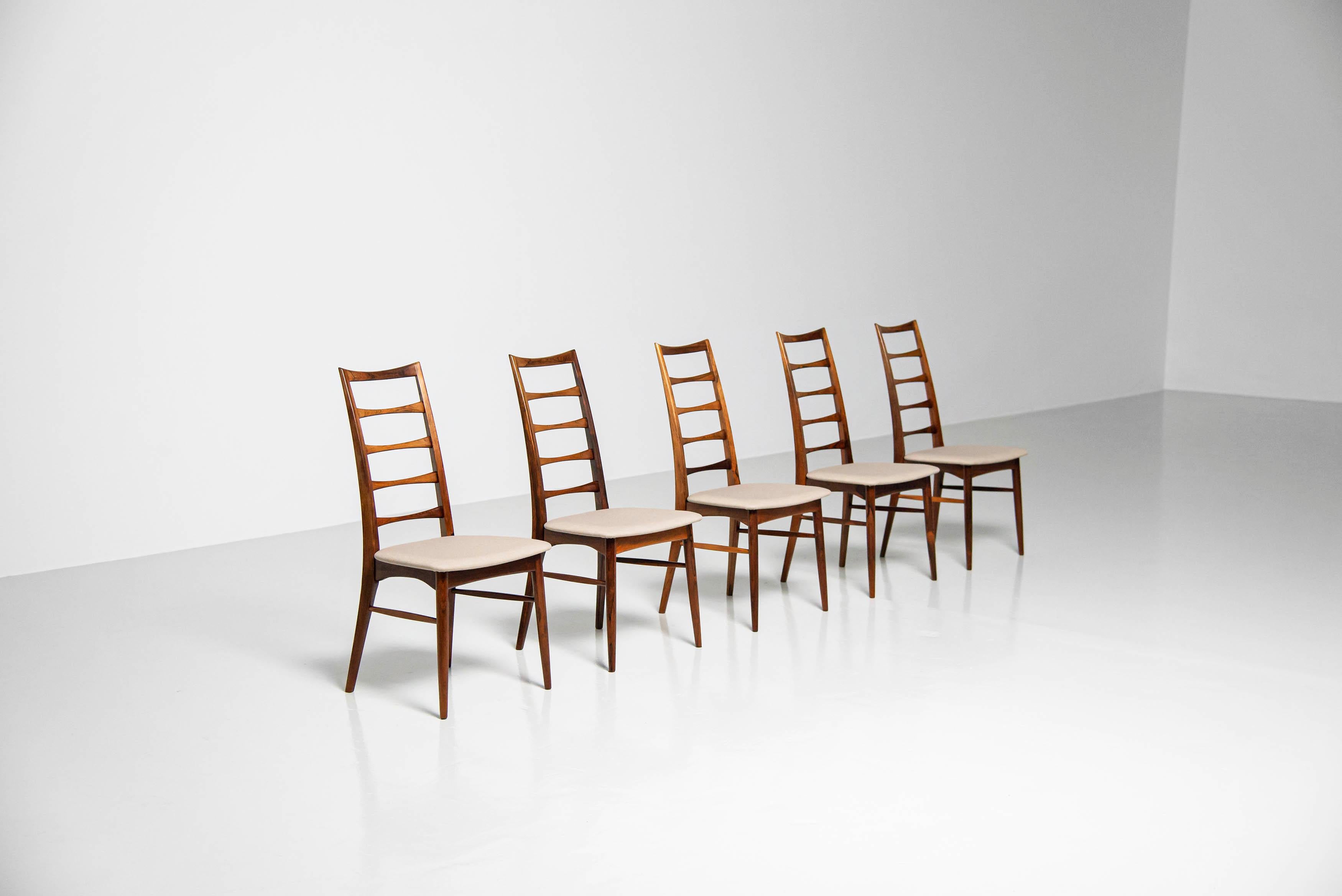 Scandinavian Modern Niels Koefoed Lis Rosewood Dining Chairs, Denmark, 1961