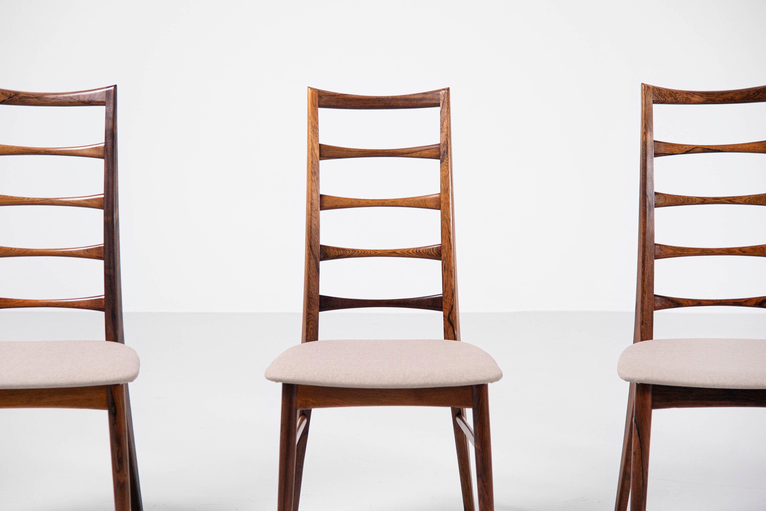 Niels Koefoed Lis Rosewood Dining Chairs, Denmark, 1961 In Good Condition In Roosendaal, Noord Brabant