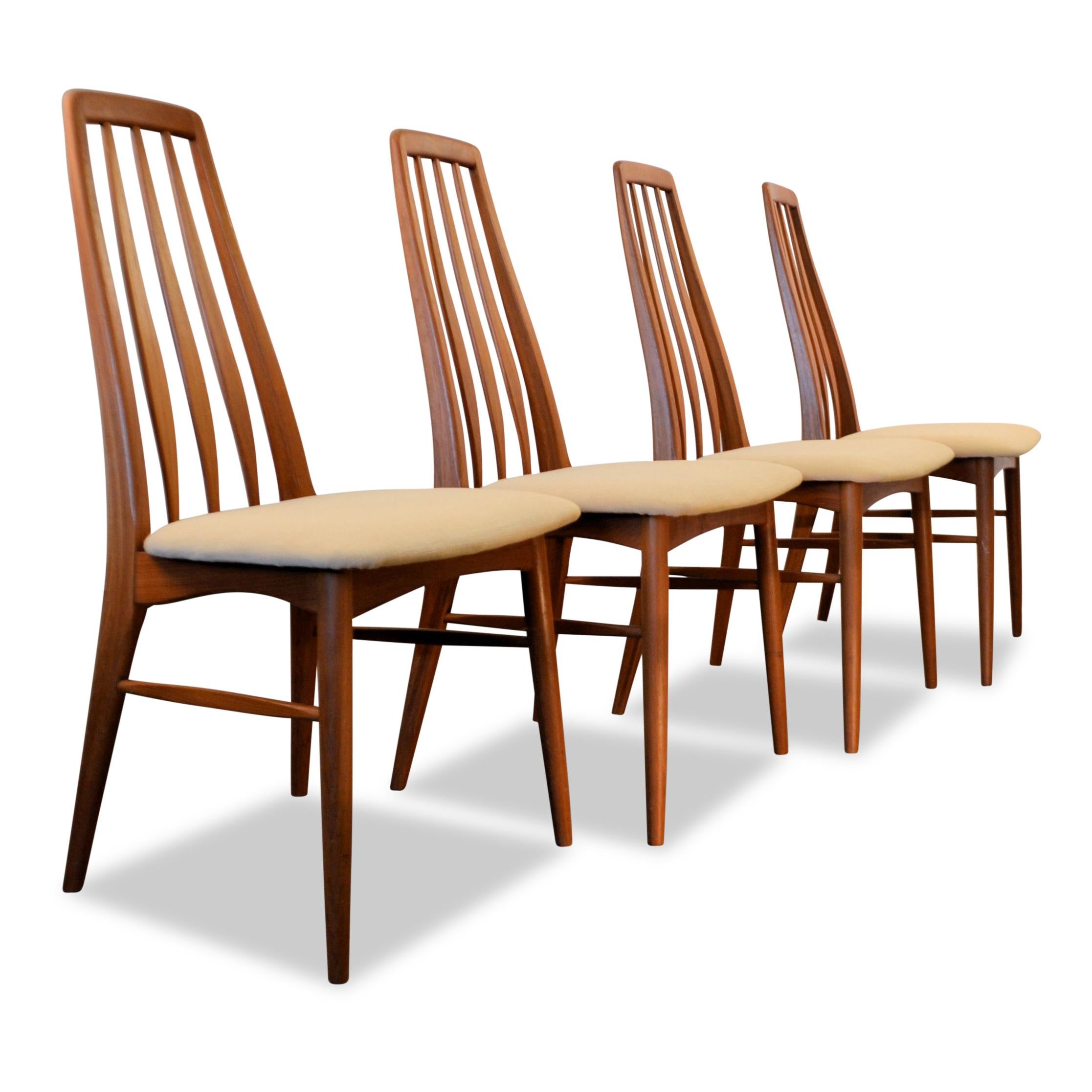 Set of four Danish design teak dining chairs designed by Niels Koefoed for Hornslet during the 1960s.