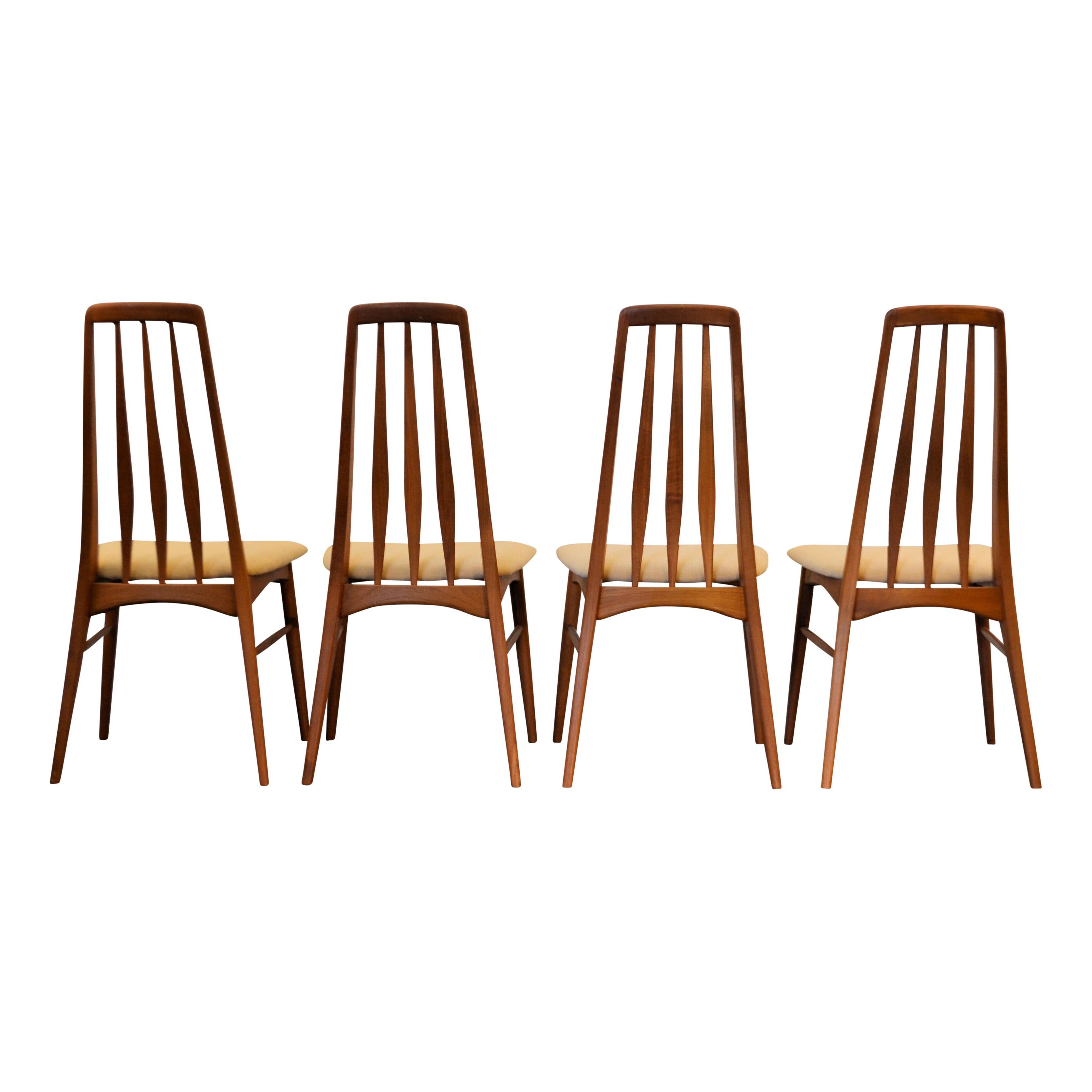 Niels Koefoed Model Eva Teak Dining Chairs, Set of Four In Good Condition In Panningen, NL