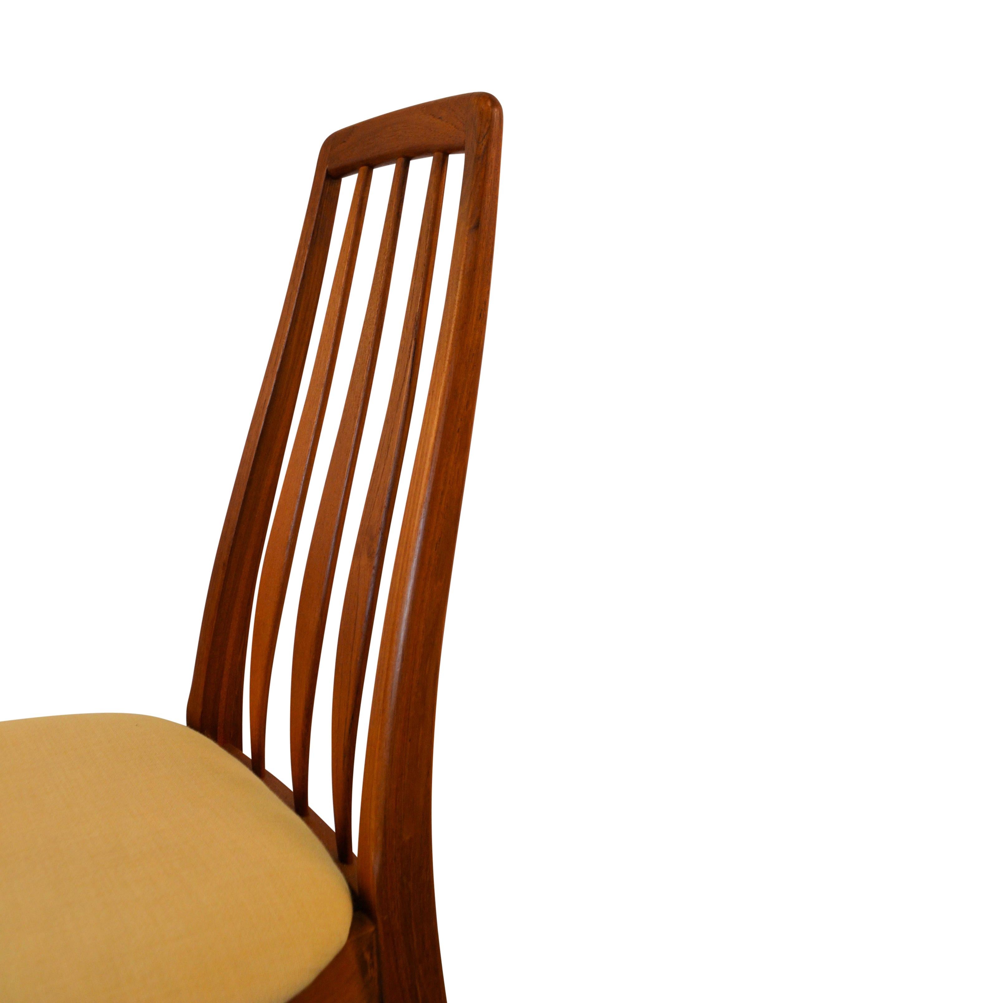 Fabric Niels Koefoed Model Eva Teak Dining Chairs, Set of Four